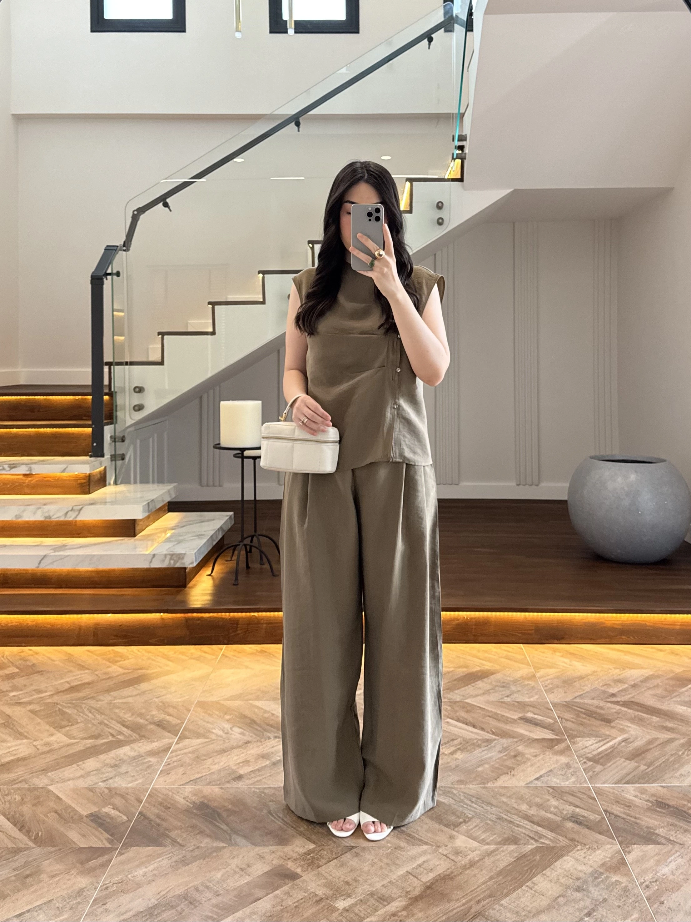 HAKİ ASİMETRİK DÜĞMELİ TENSEL TAKIM-26Y277