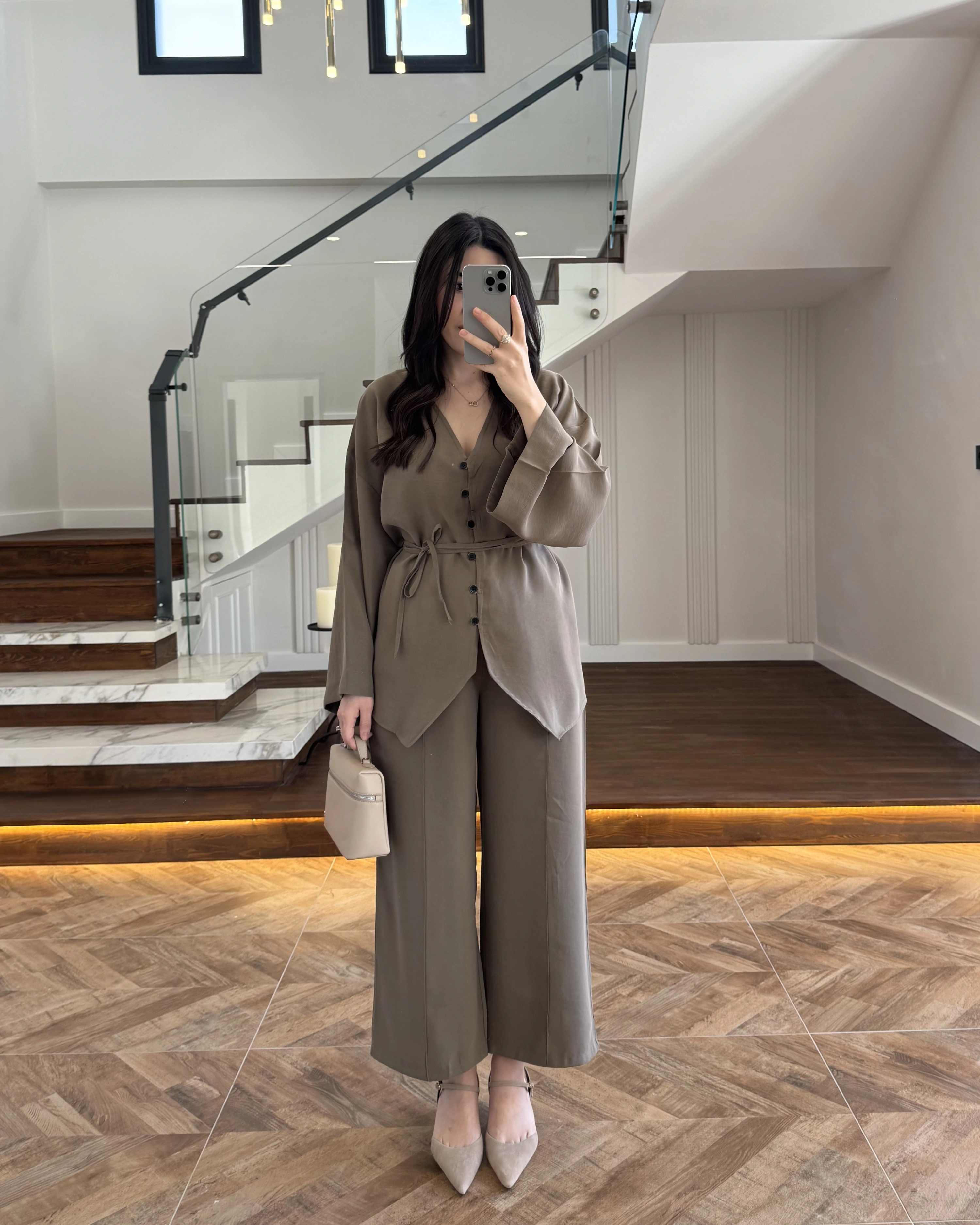 (15 ŞUBAT KARGOLAMA) HAKİ BAĞLAMALI DÜĞMELİ TAKIM -8916