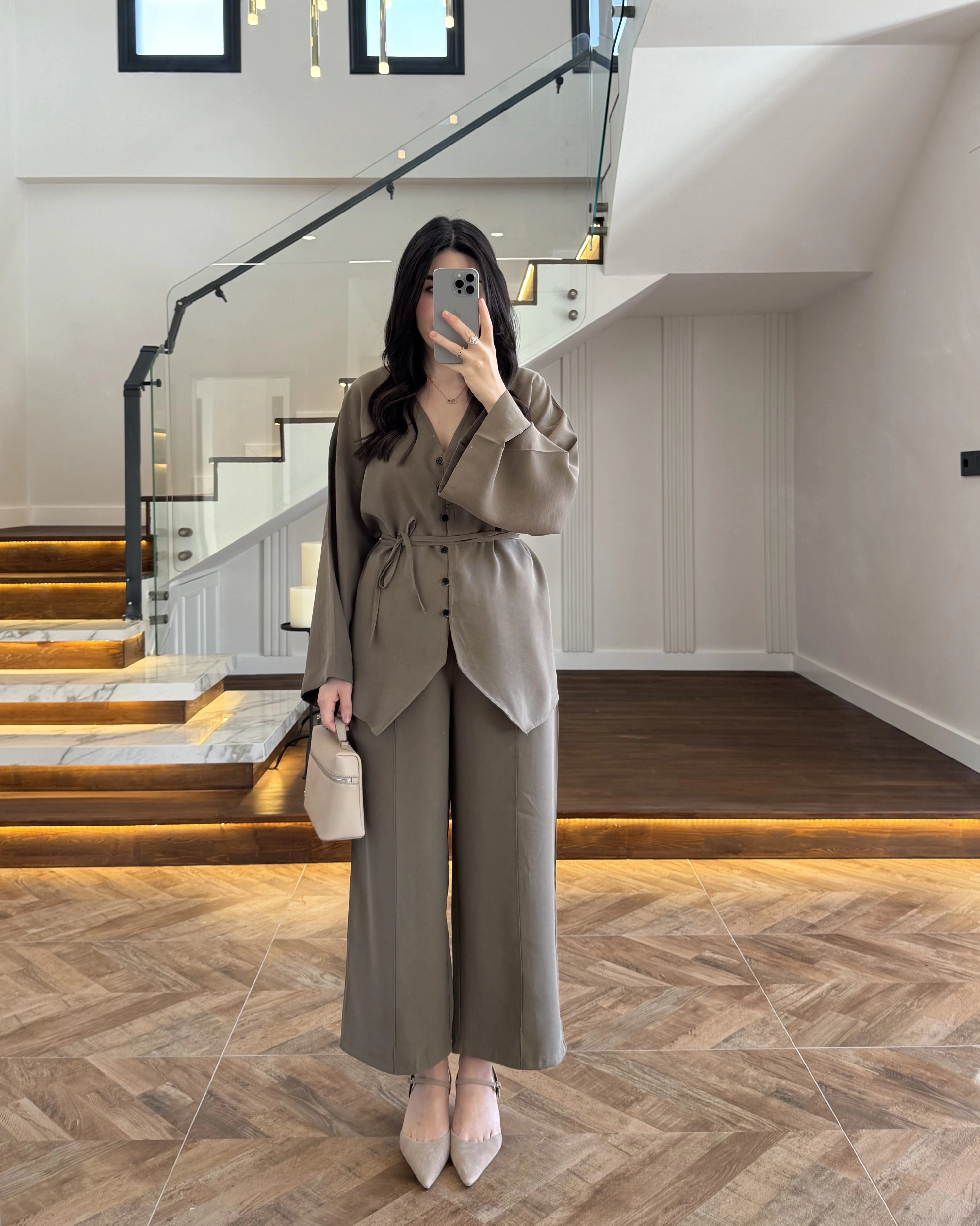 (15 ŞUBAT KARGOLAMA) HAKİ BAĞLAMALI DÜĞMELİ TAKIM -8916