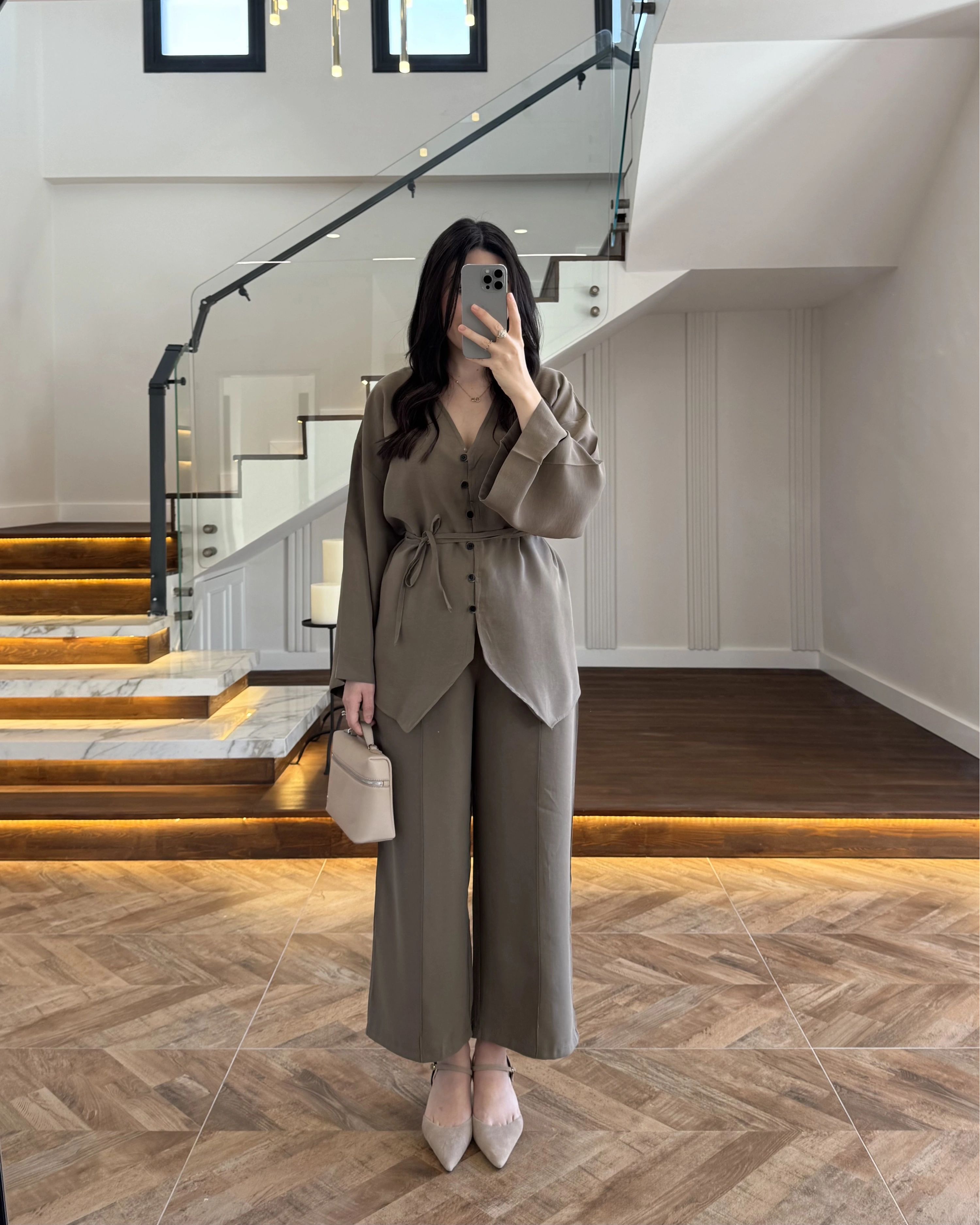 (15 ŞUBAT KARGOLAMA) HAKİ BAĞLAMALI DÜĞMELİ TAKIM -8916