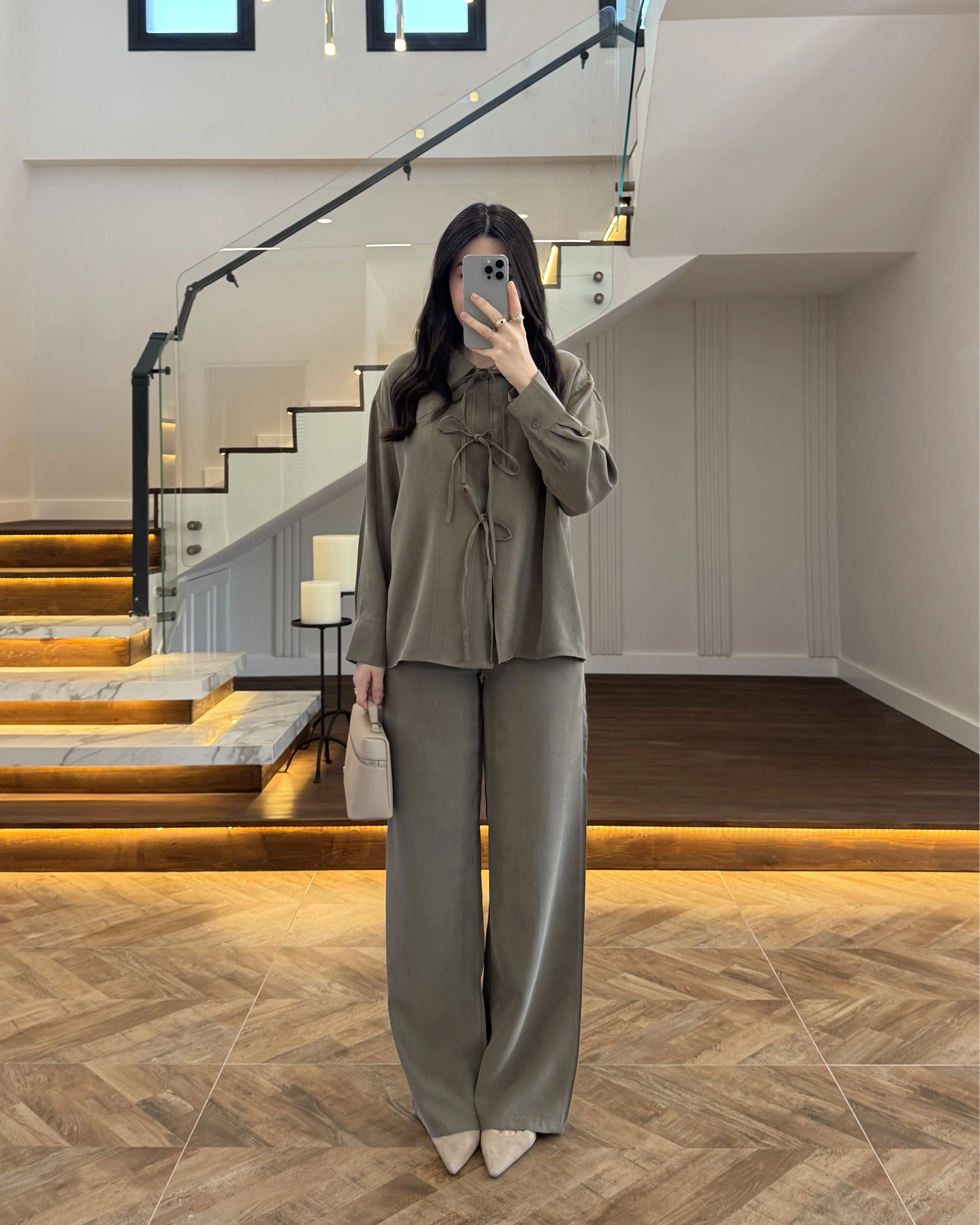 HAKİ BAĞLAMALI GÖMLEK TAKIM -8949