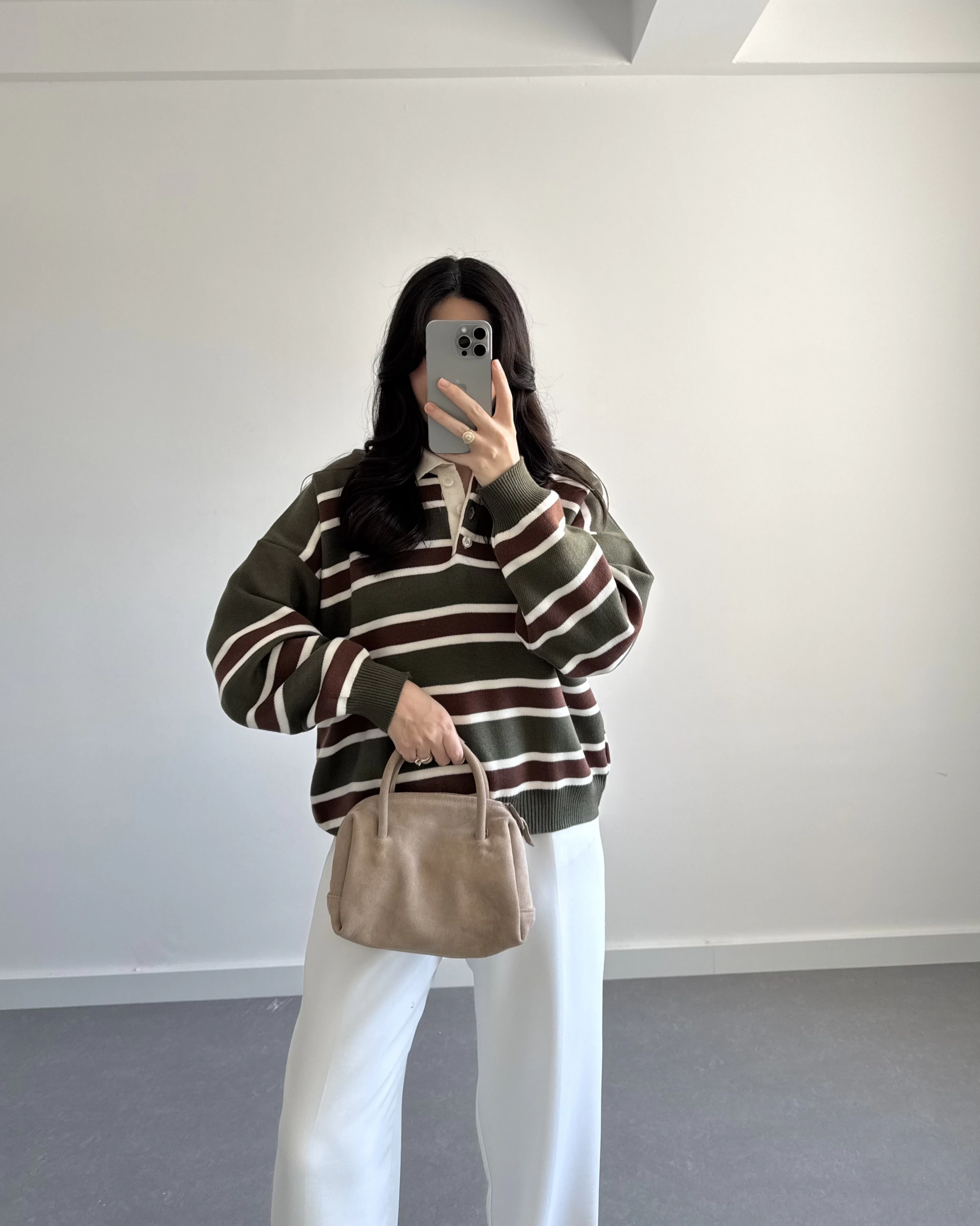 HAKİ ÇİZGİLİ KAZAK