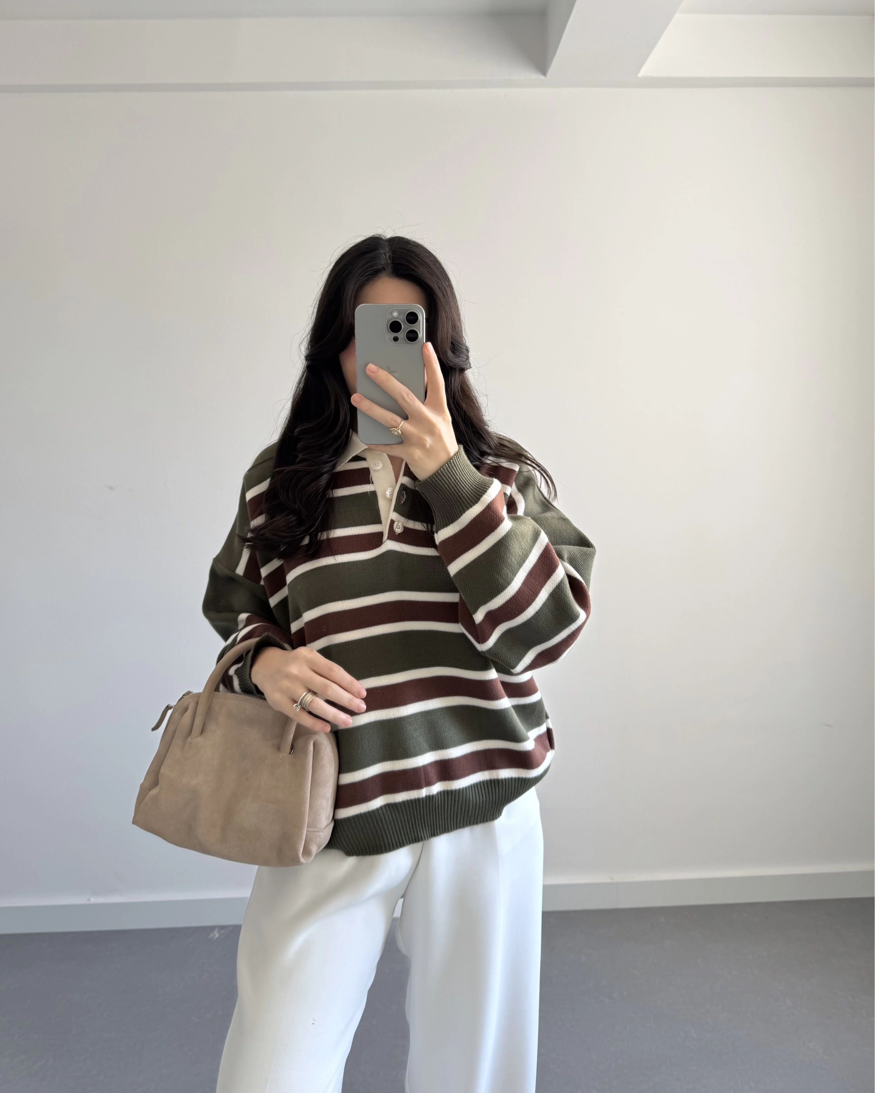 HAKİ ÇİZGİLİ KAZAK