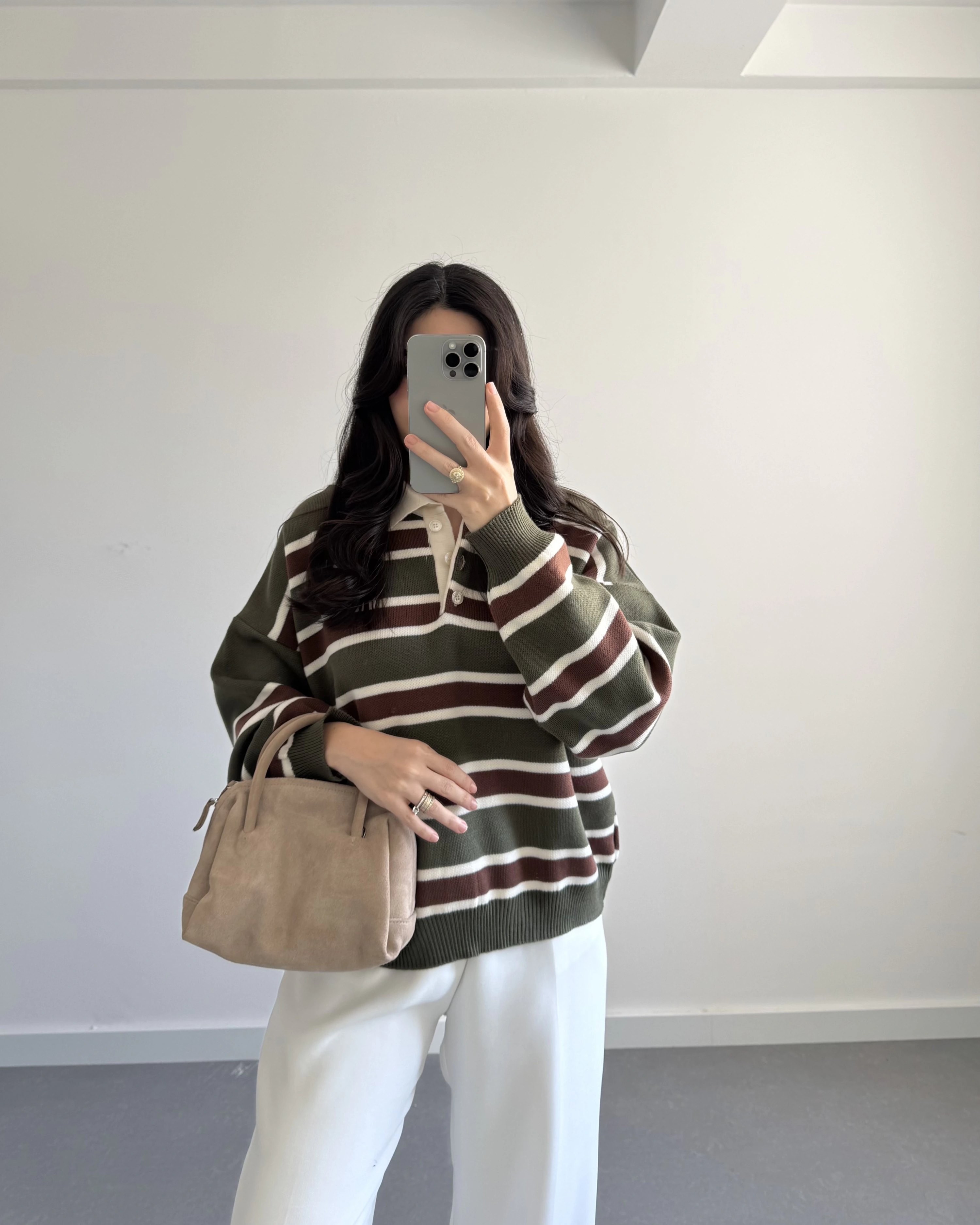 HAKİ ÇİZGİLİ KAZAK