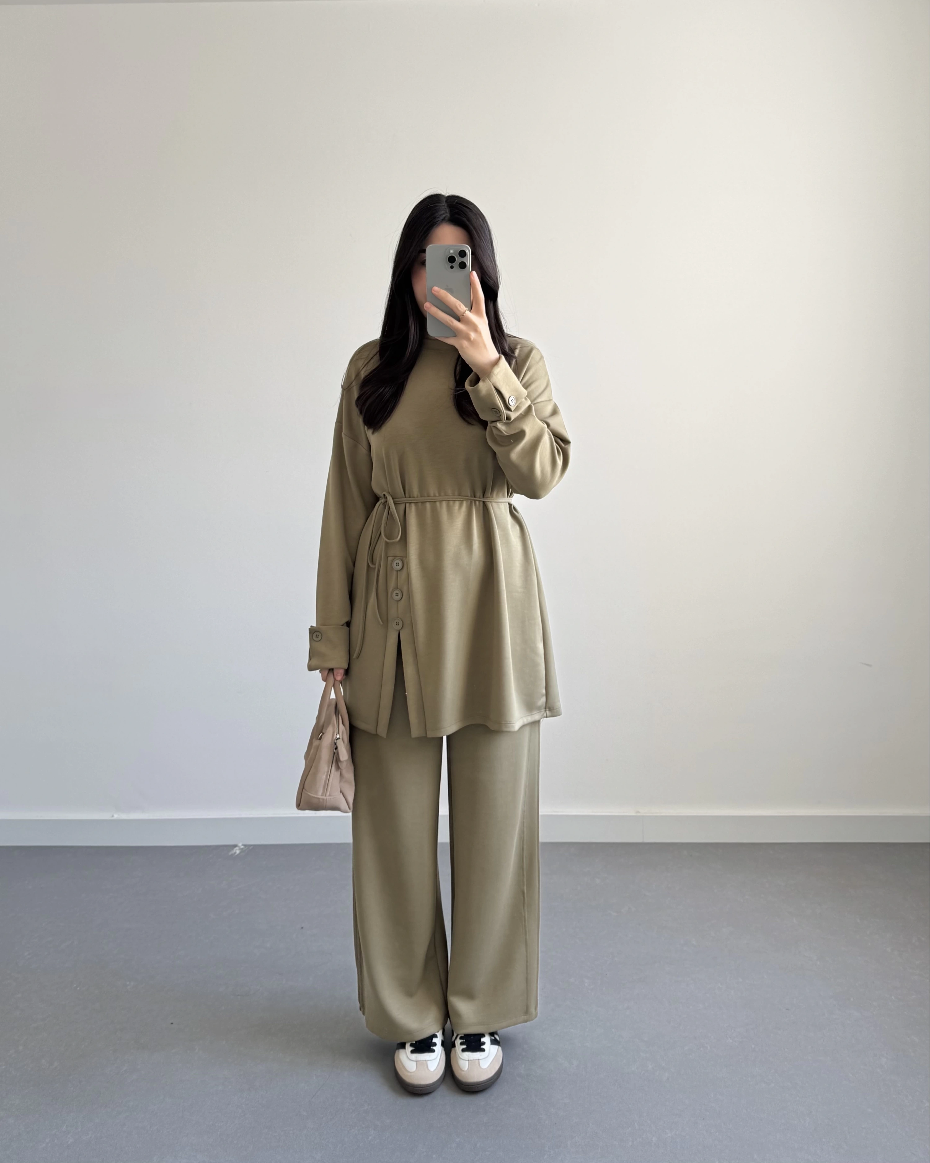 HAKİ DÜĞME DETAYLI MODAL TAKIM