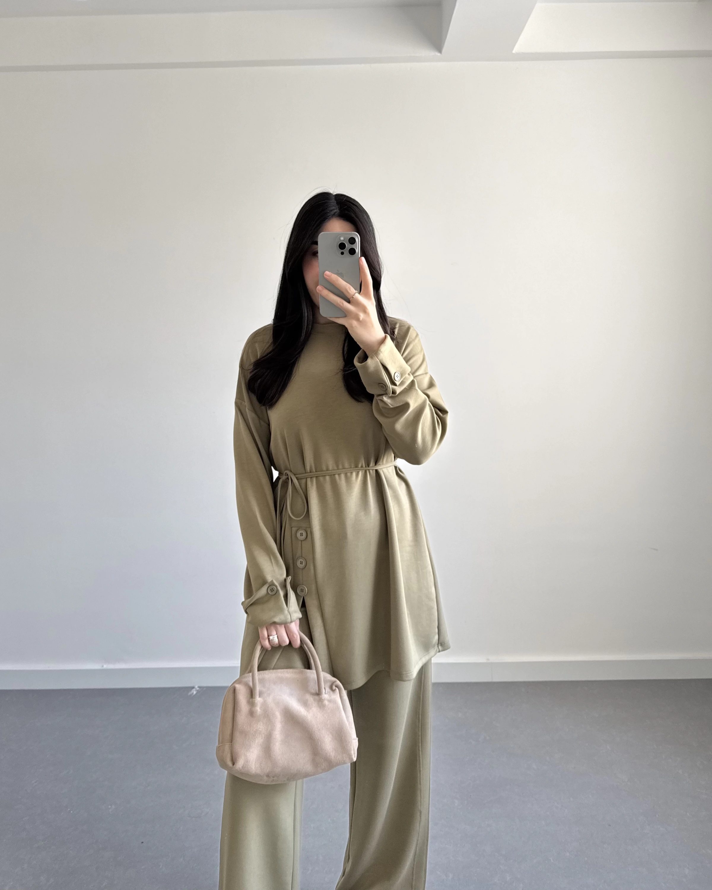 HAKİ DÜĞME DETAYLI MODAL TAKIM