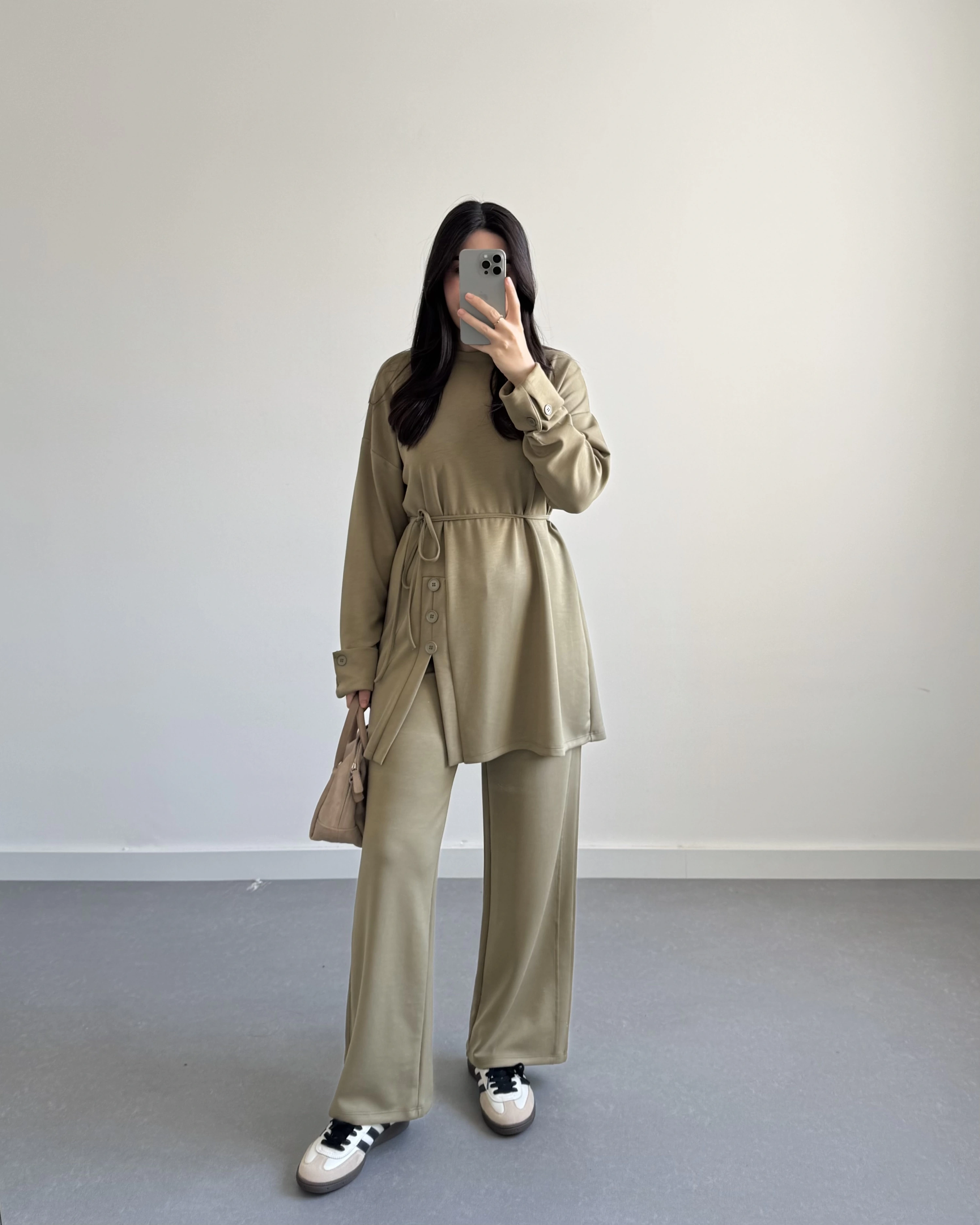 HAKİ DÜĞME DETAYLI MODAL TAKIM