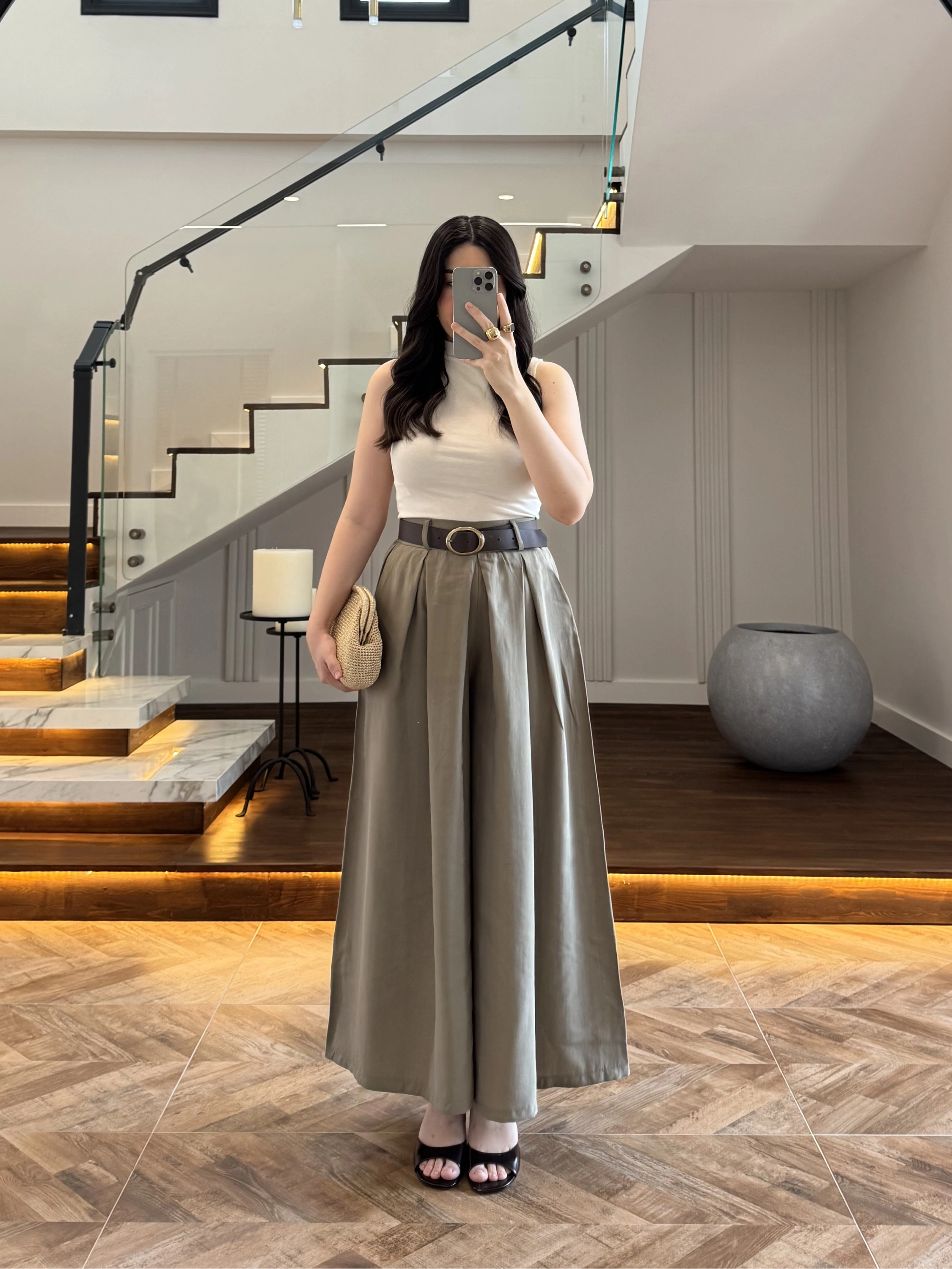 HAKİ KEMERLİ ETEKLİ PANTOLON-51354