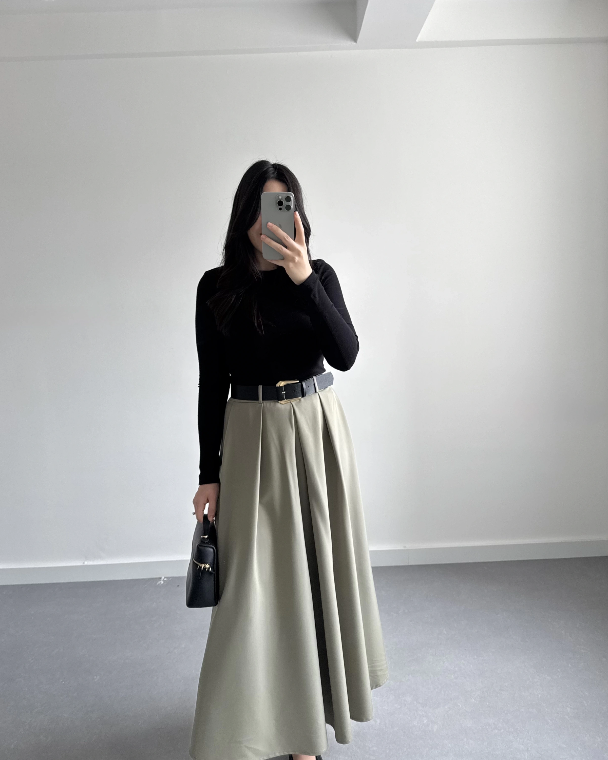 HAKİ KEMERLİ POLİVİSKON ETEK