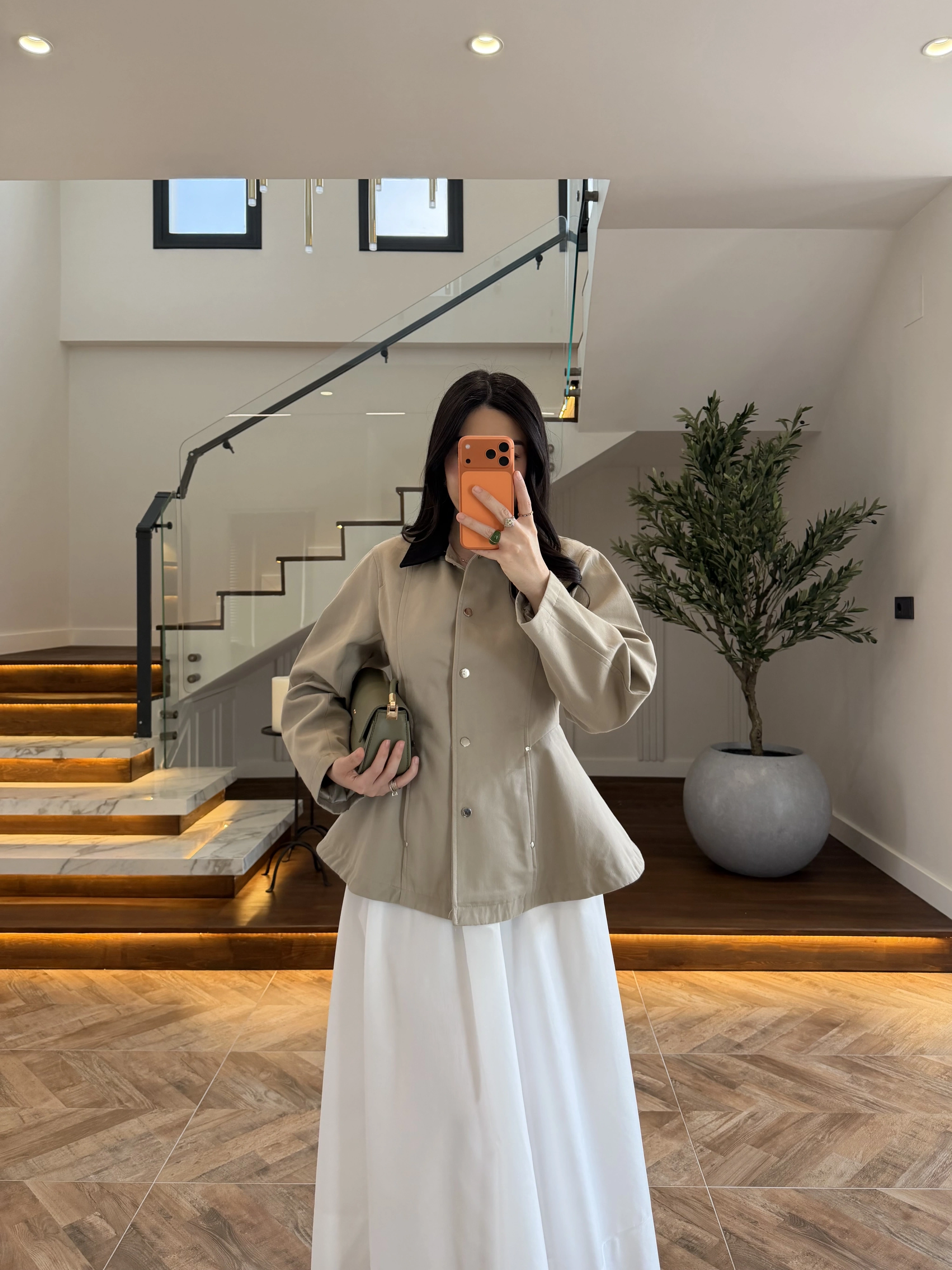HAKİ KONTRAST YAKALI CEKET-7755