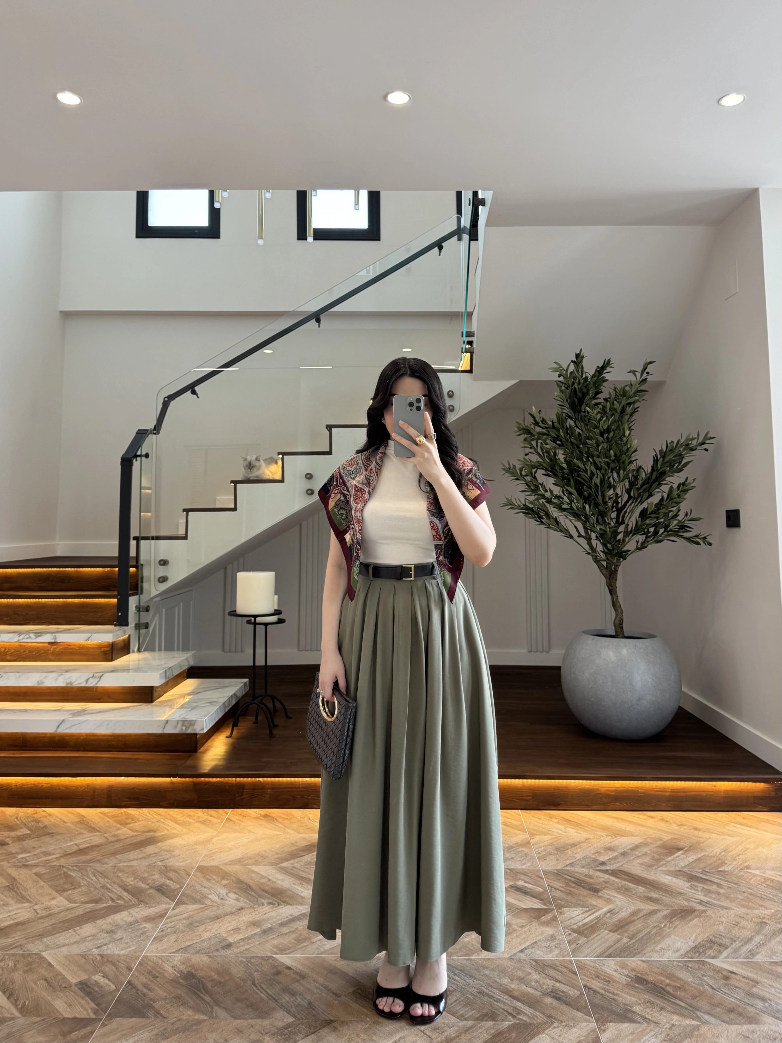 HAKİ ÖN PİLE DETAY ETEK -580653