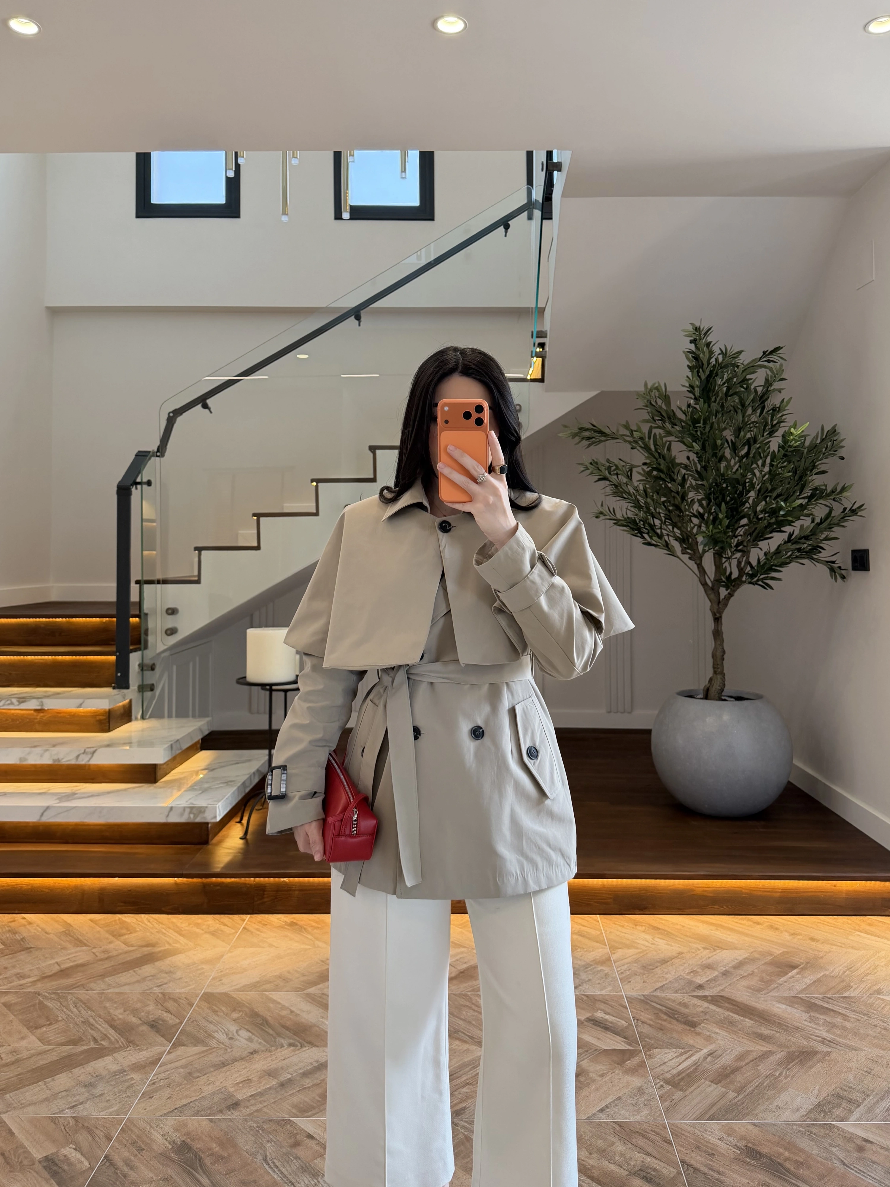 HAKİ PELERİN DETAY TRENCH -7764