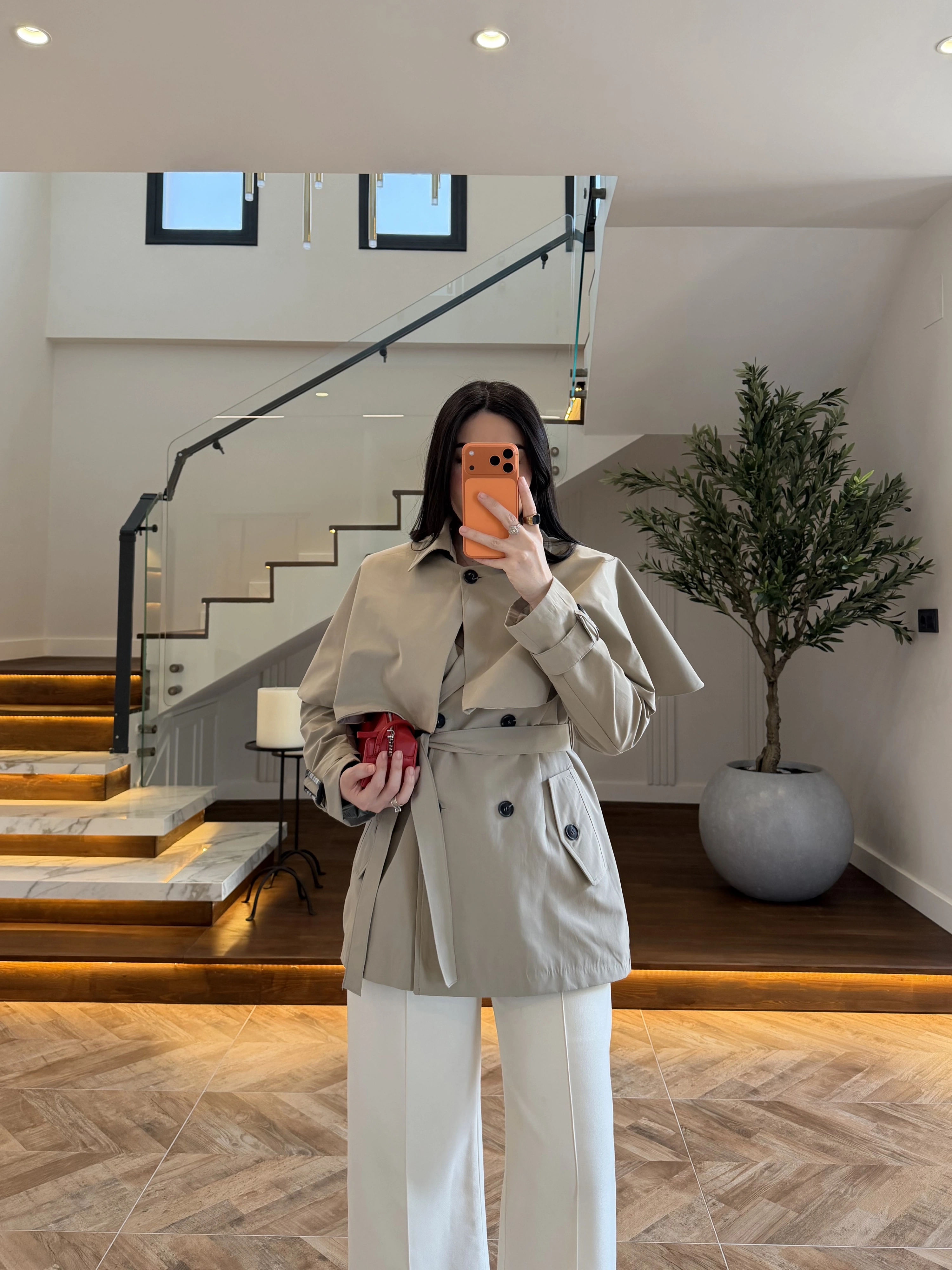 HAKİ PELERİN DETAY TRENCH -7764