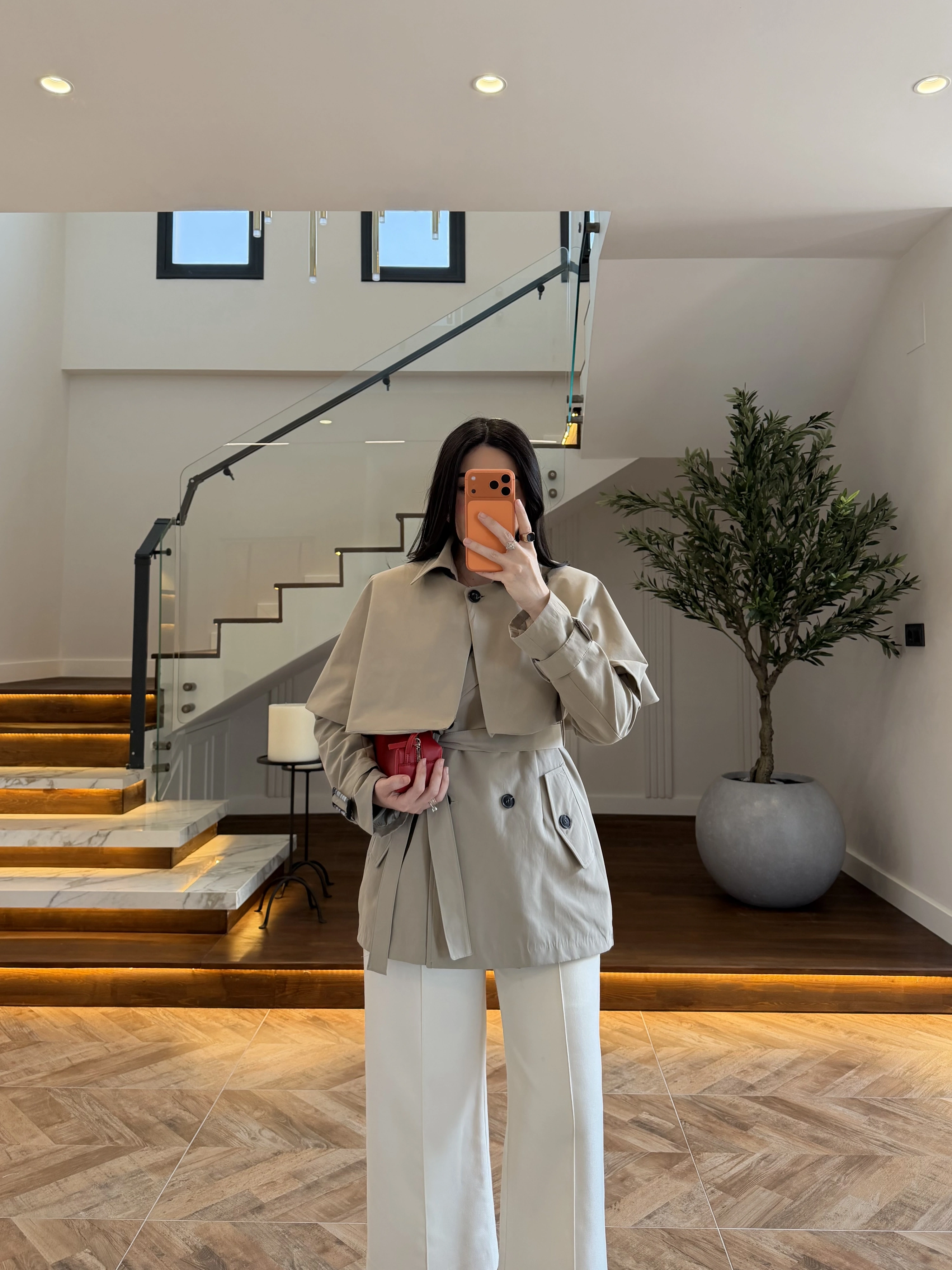 HAKİ PELERİN DETAY TRENCH -7764