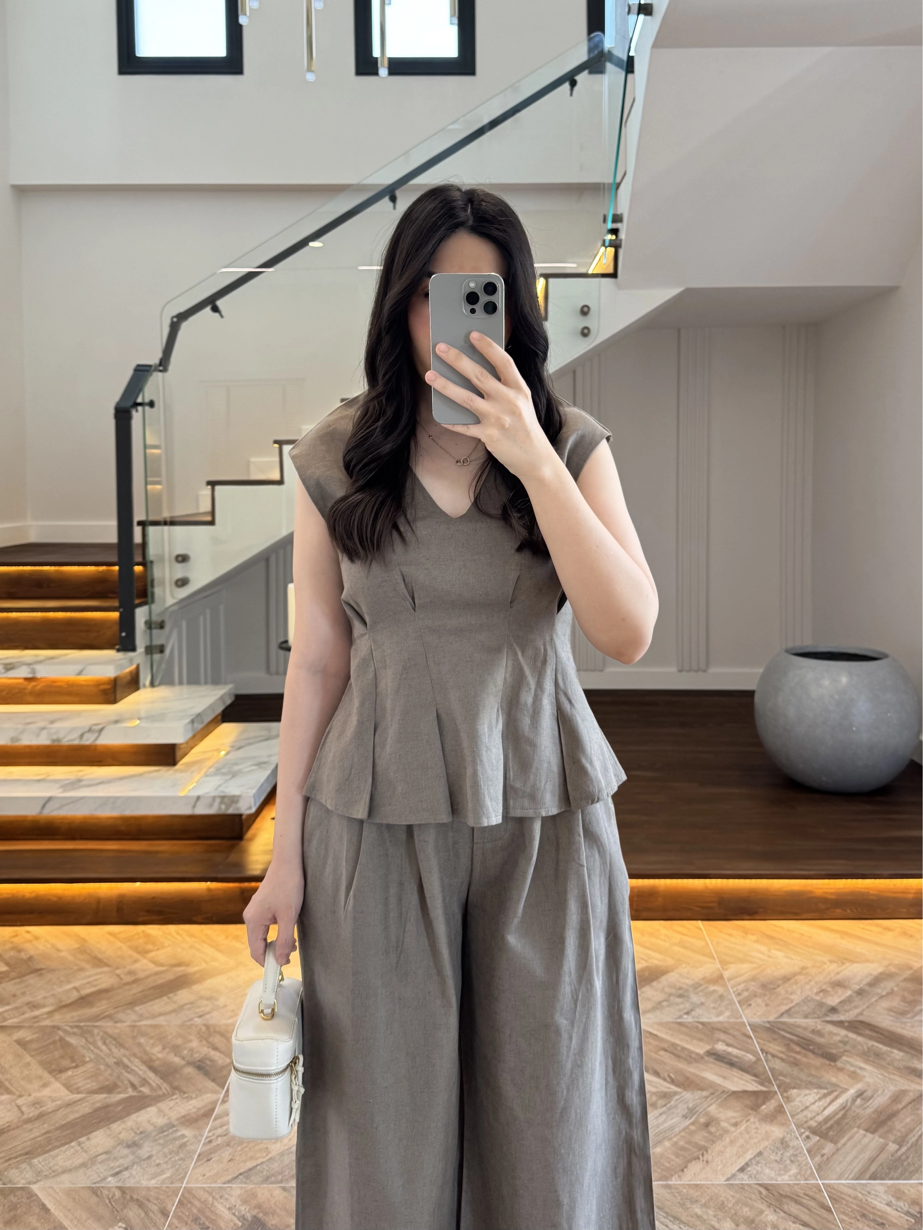 HAKİ V YAKA BLUZ PANTOLON TAKIM -257256