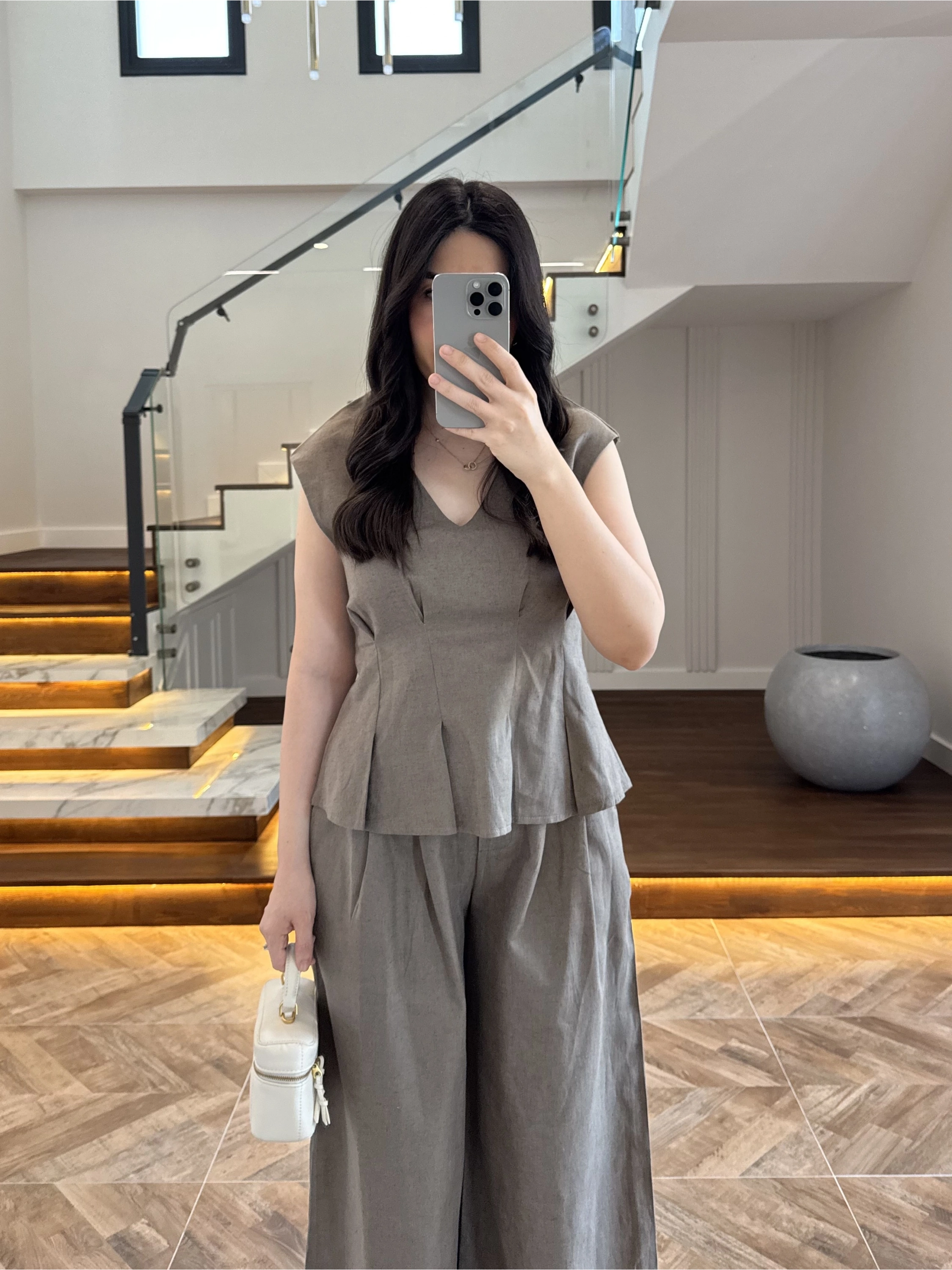 HAKİ V YAKA BLUZ PANTOLON TAKIM -257256