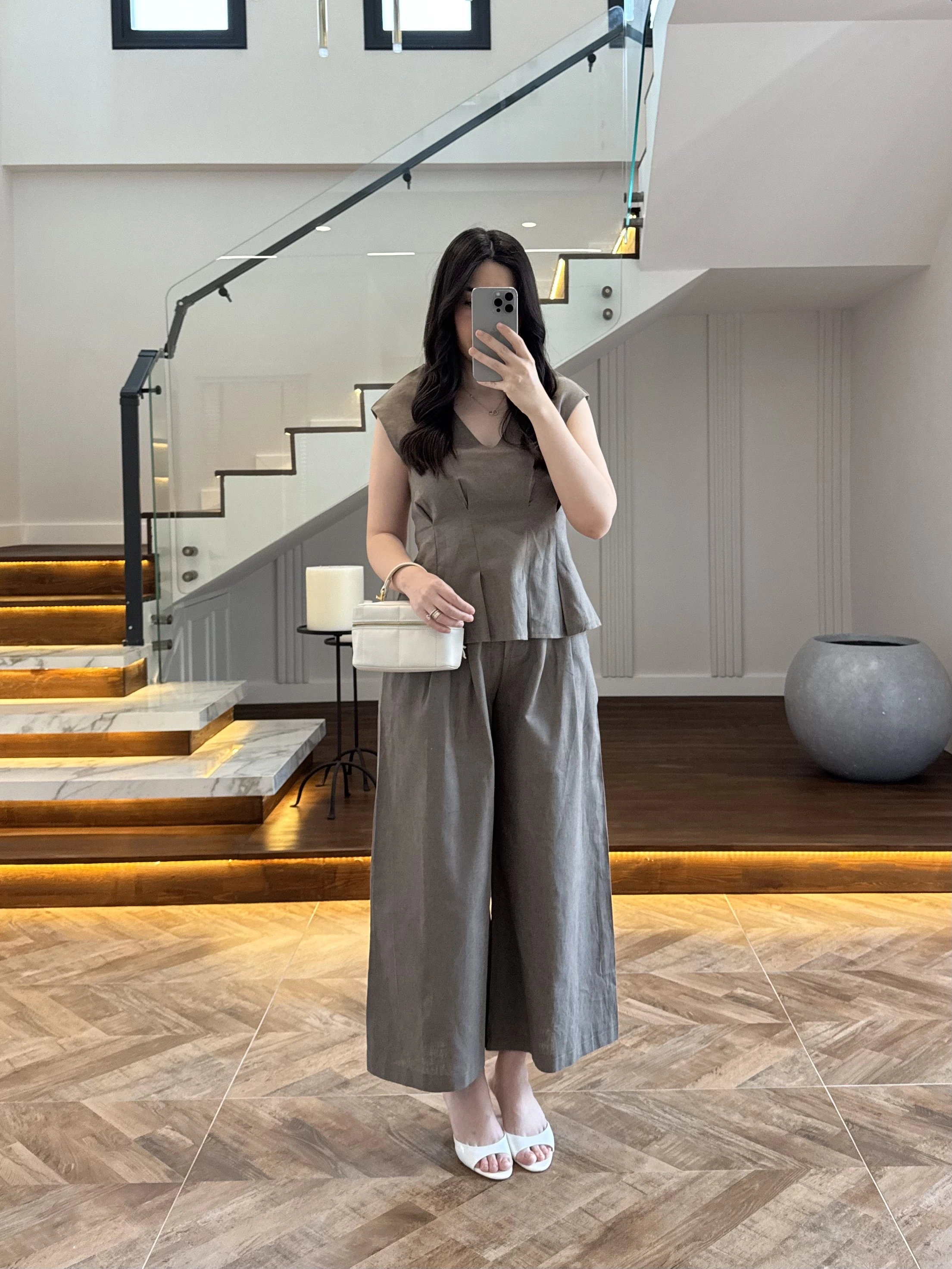 HAKİ V YAKA BLUZ PANTOLON TAKIM -257256