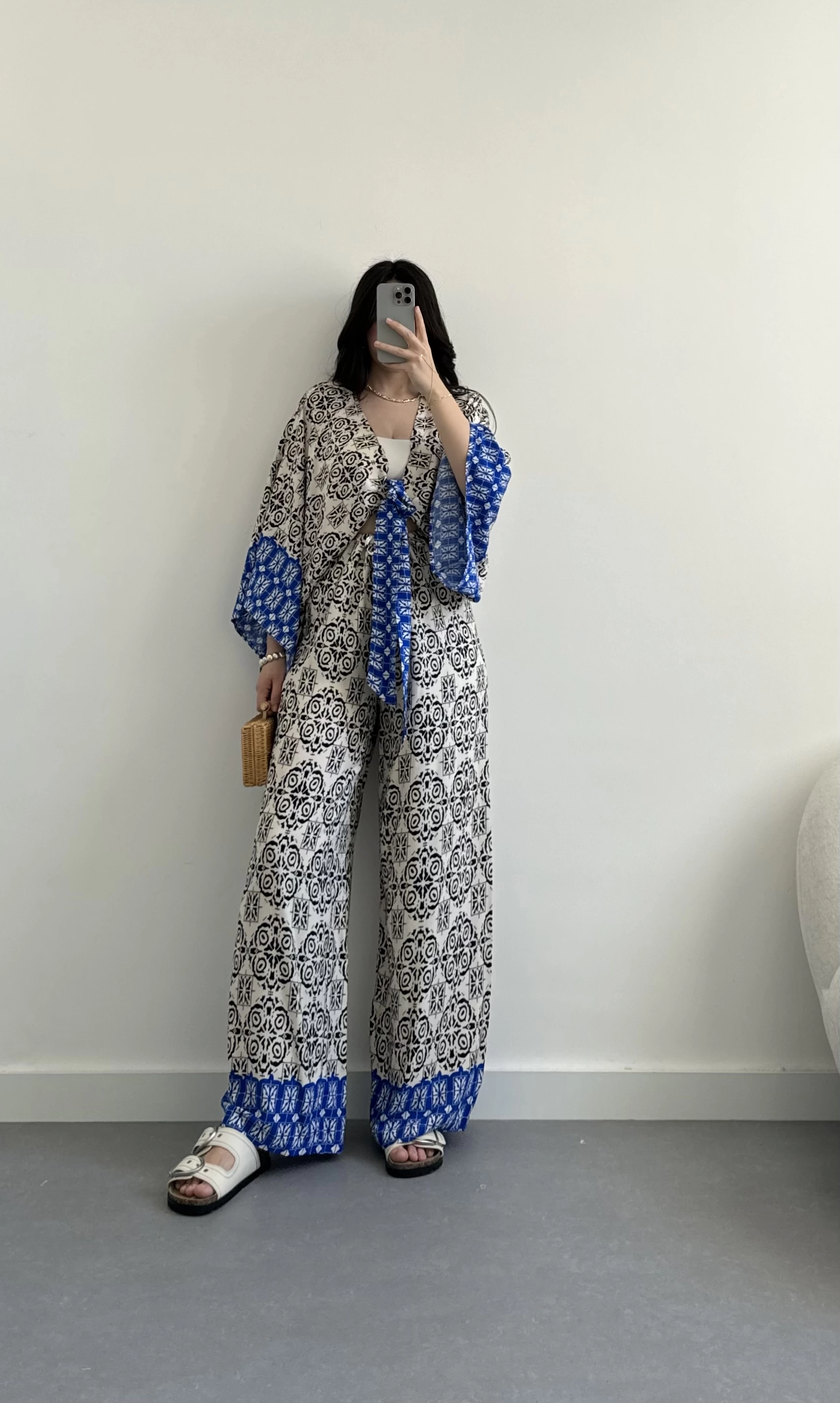 Holly mavi tensel kimono takım