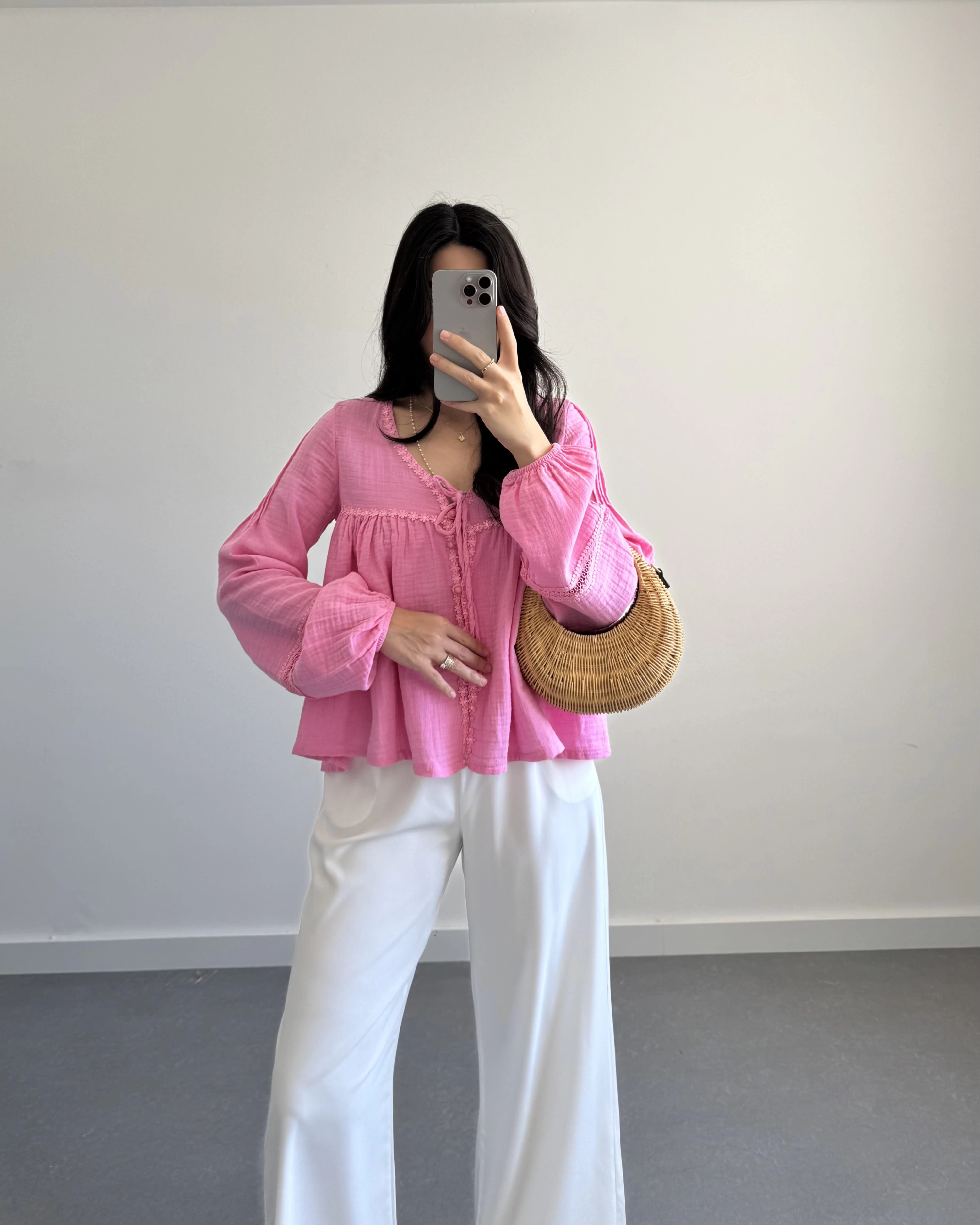 JOSİE PEMBE MÜSLİN BLUZ