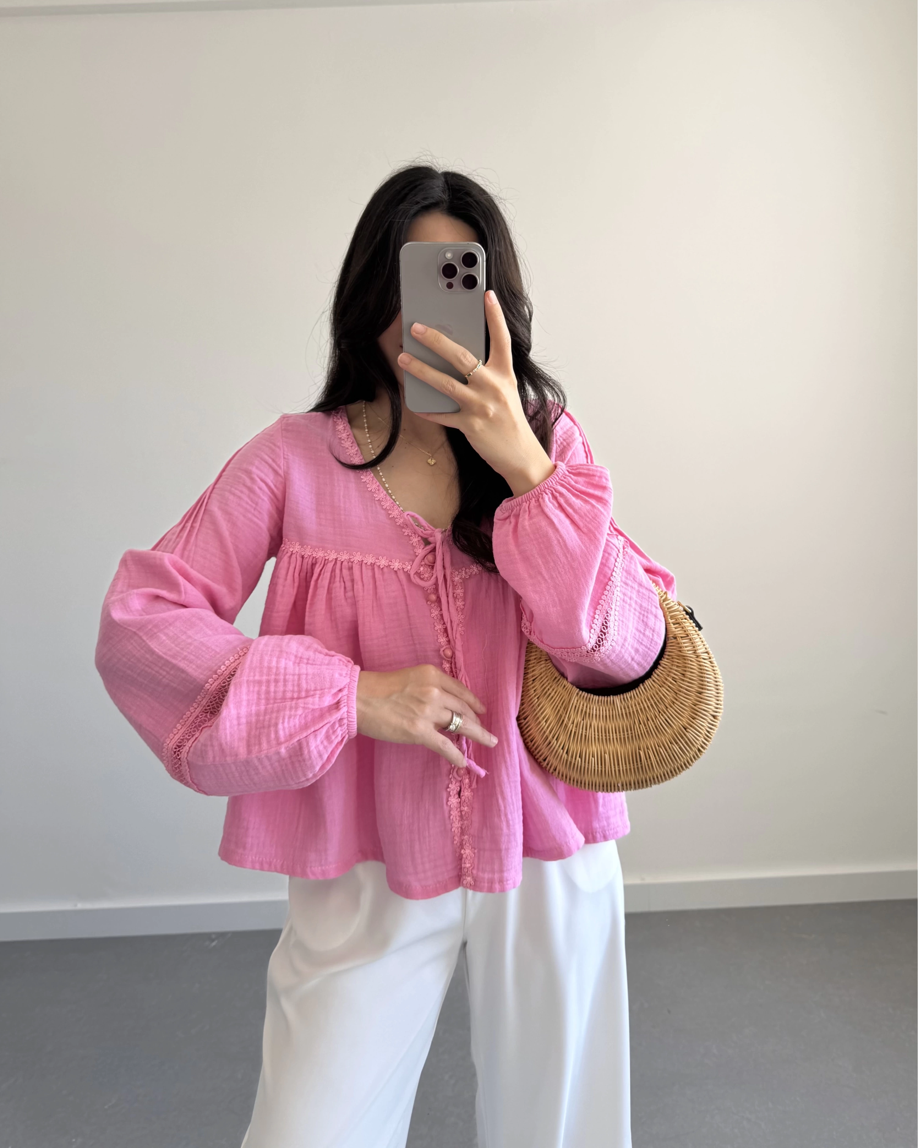 JOSİE PEMBE MÜSLİN BLUZ