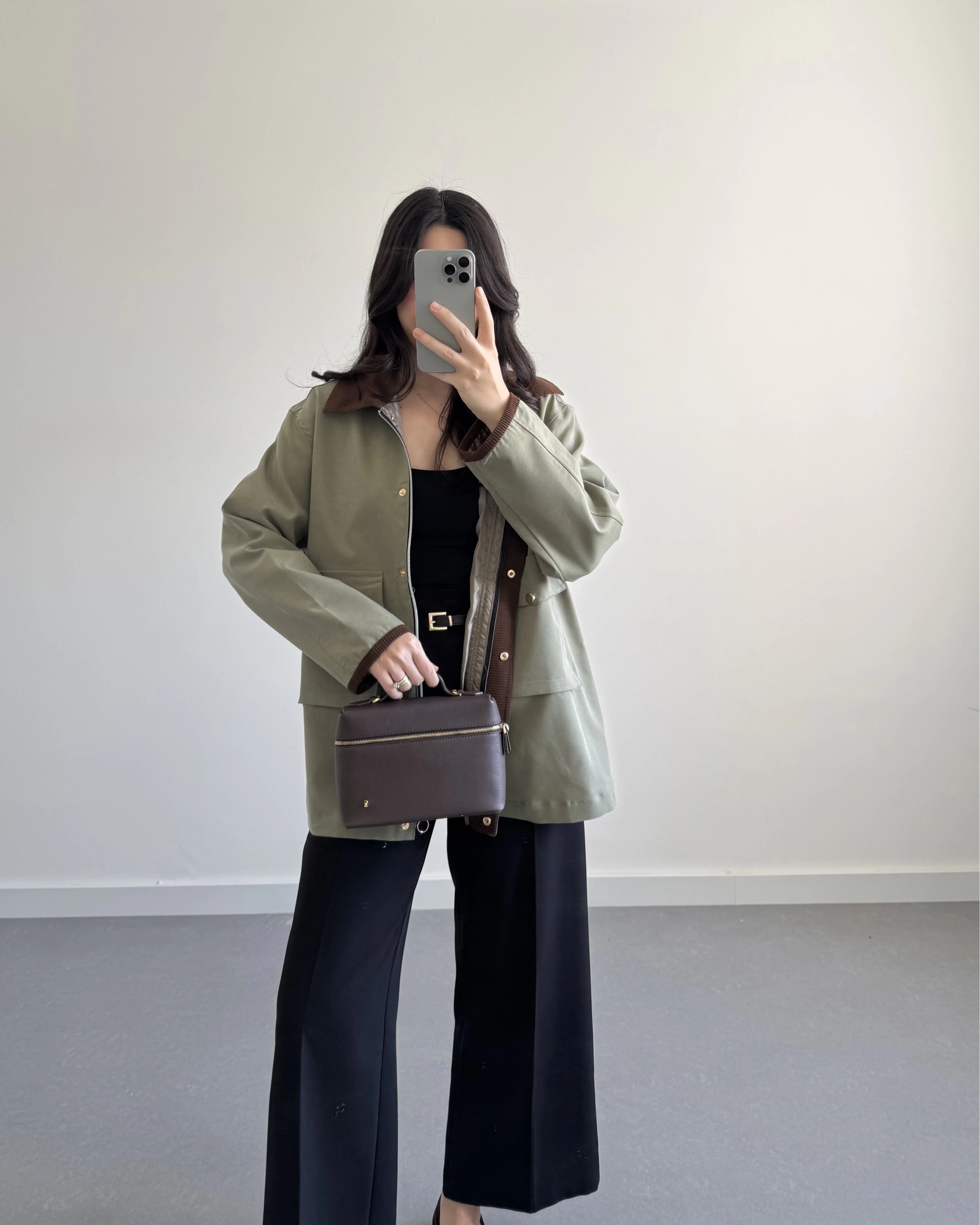 KADİFE YAKALI VİSKON CEKET HAKİ