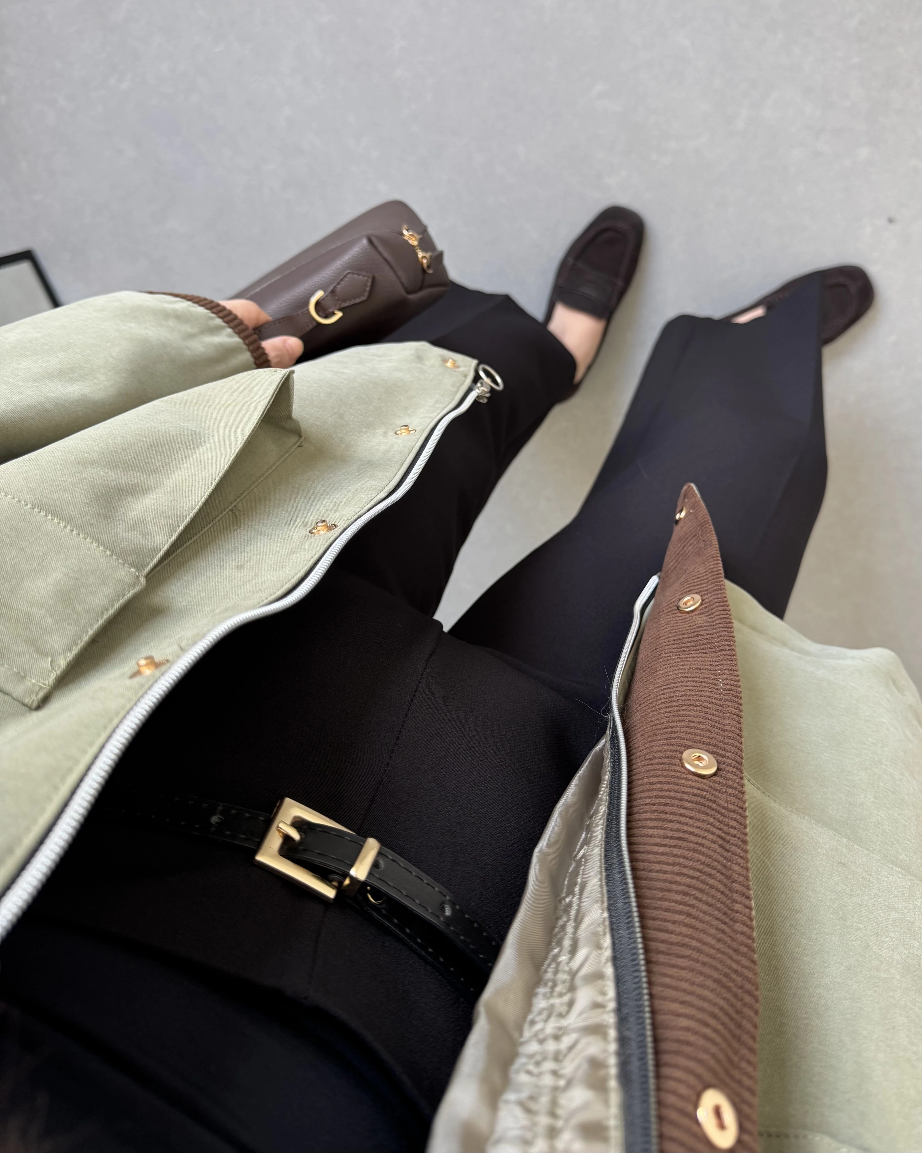 KADİFE YAKALI VİSKON CEKET HAKİ