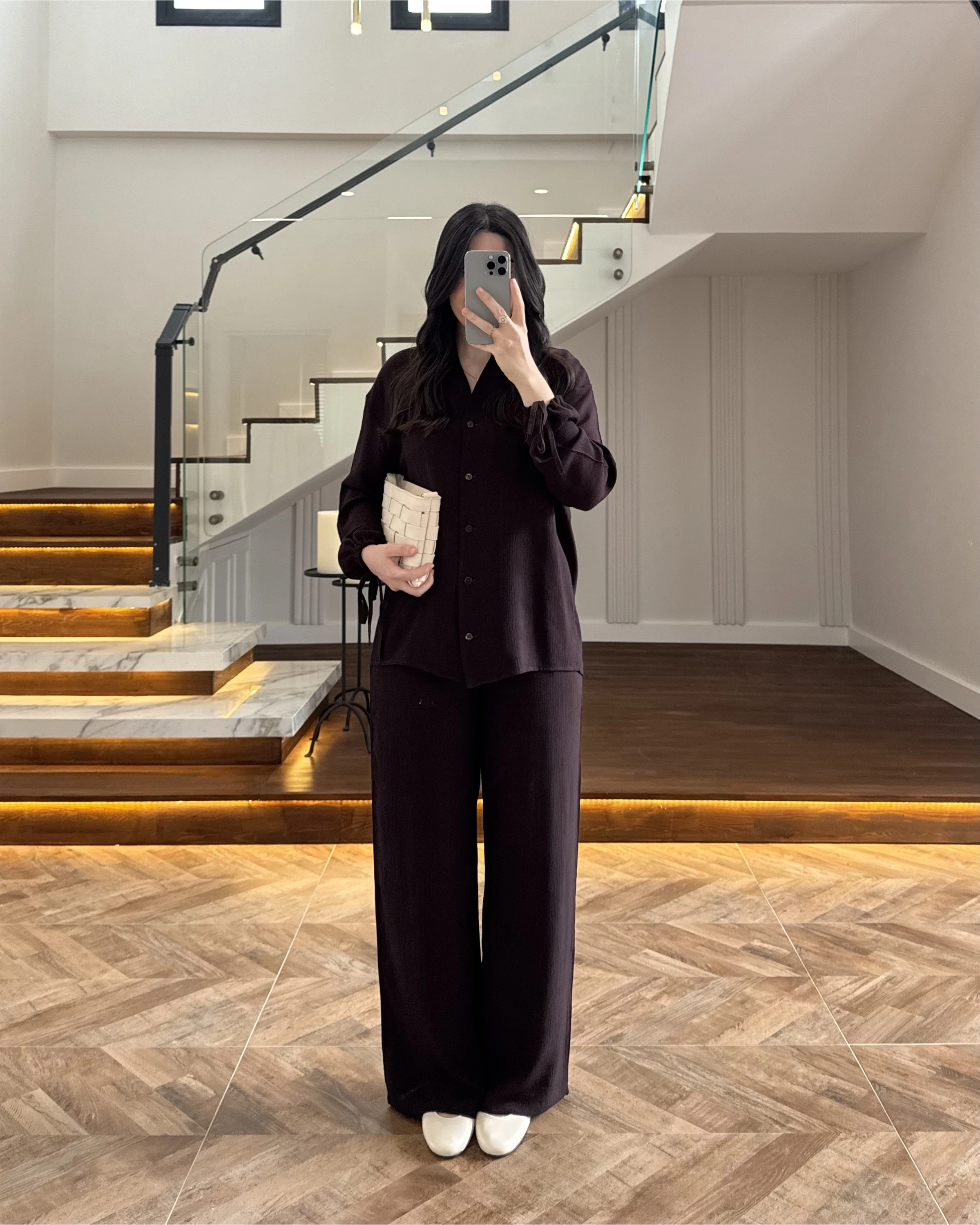 KAHVE VİSKON GÖMLEK TAKIM-9050