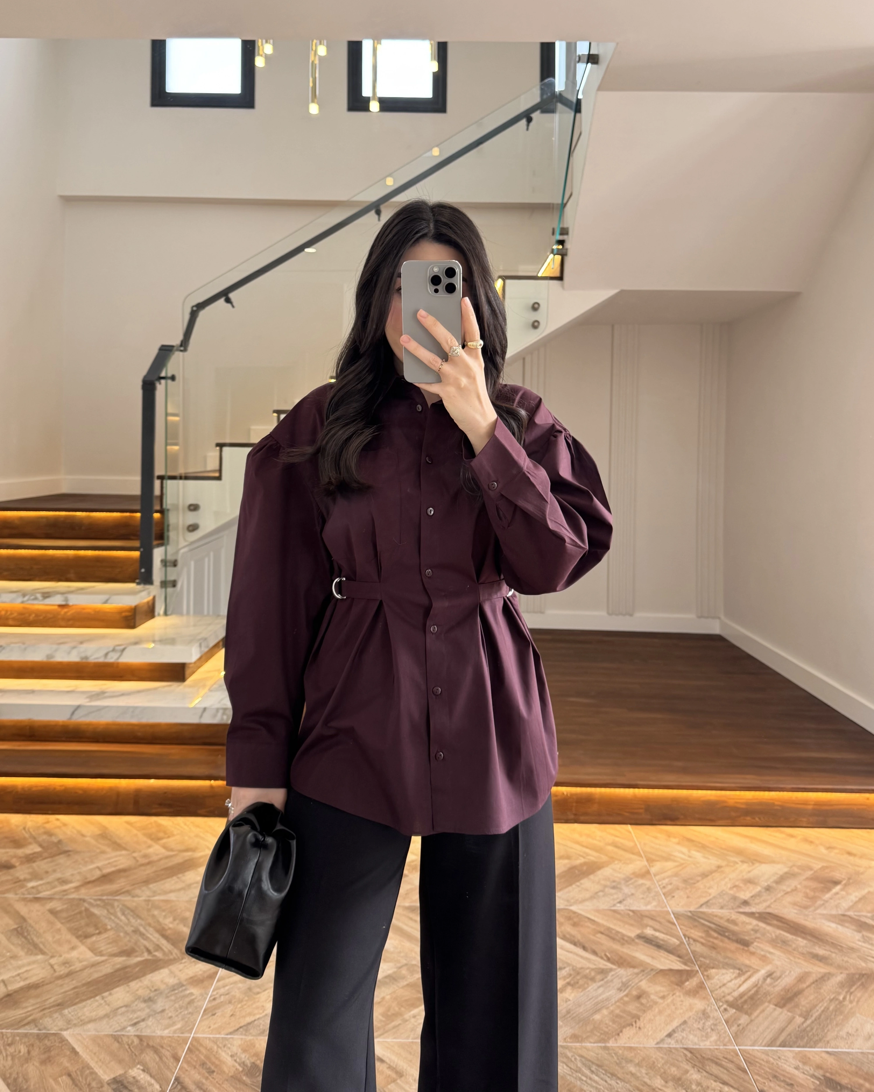 MÜRDÜM BAĞLAMA DETAY POPLİN GÖMLEK -5441