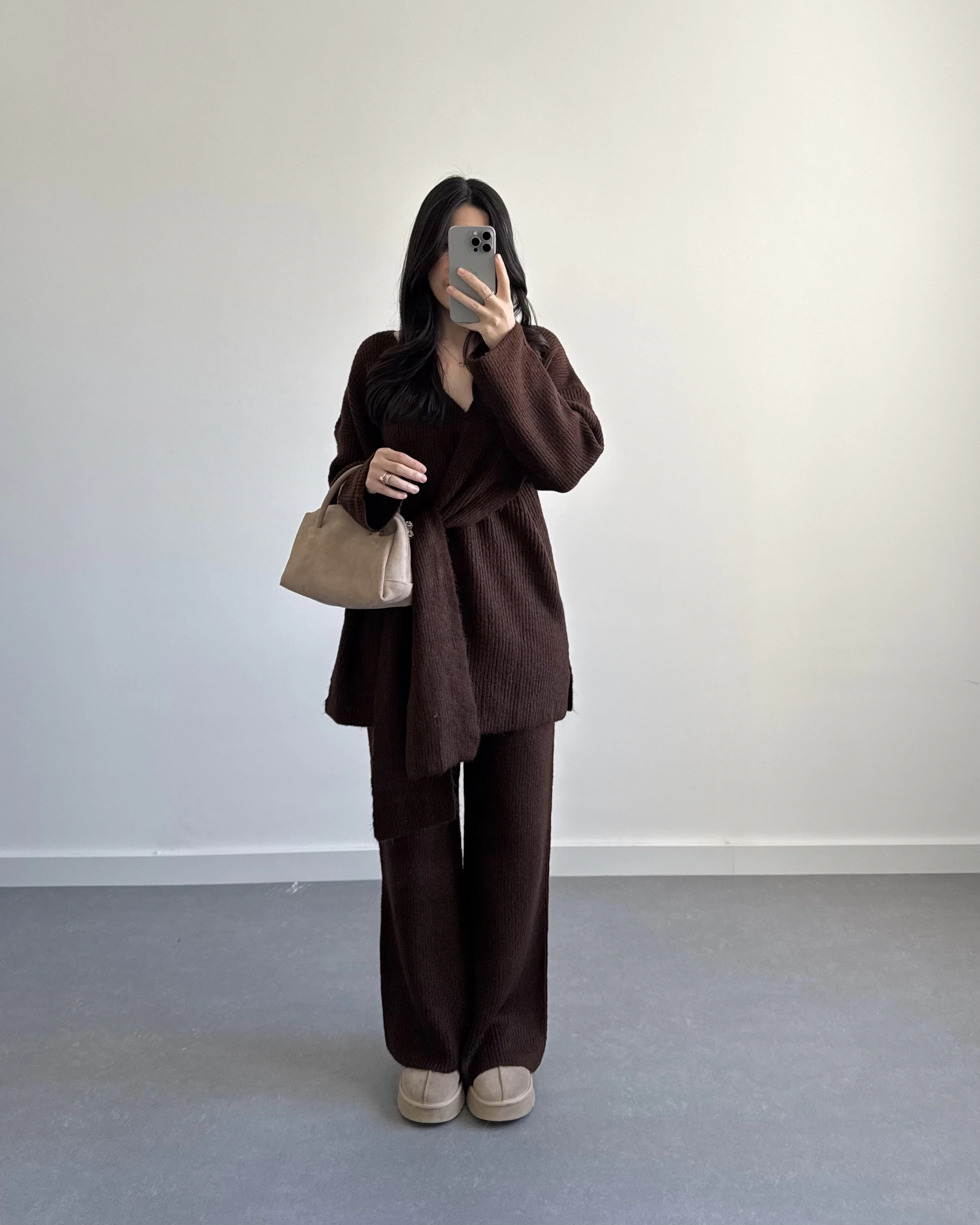 KAHVE BAĞLAMALI TRİKO TAKIM