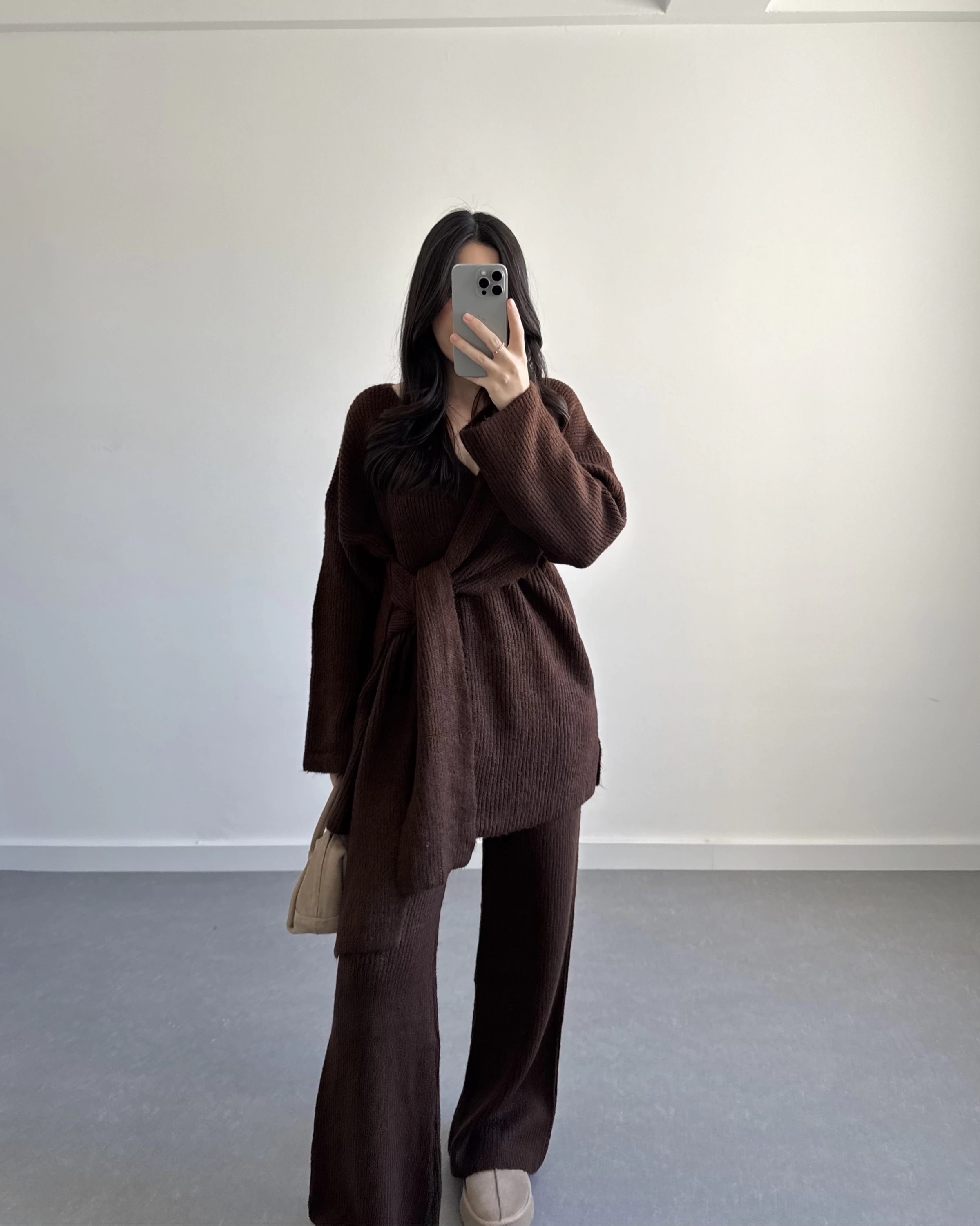 KAHVE BAĞLAMALI TRİKO TAKIM