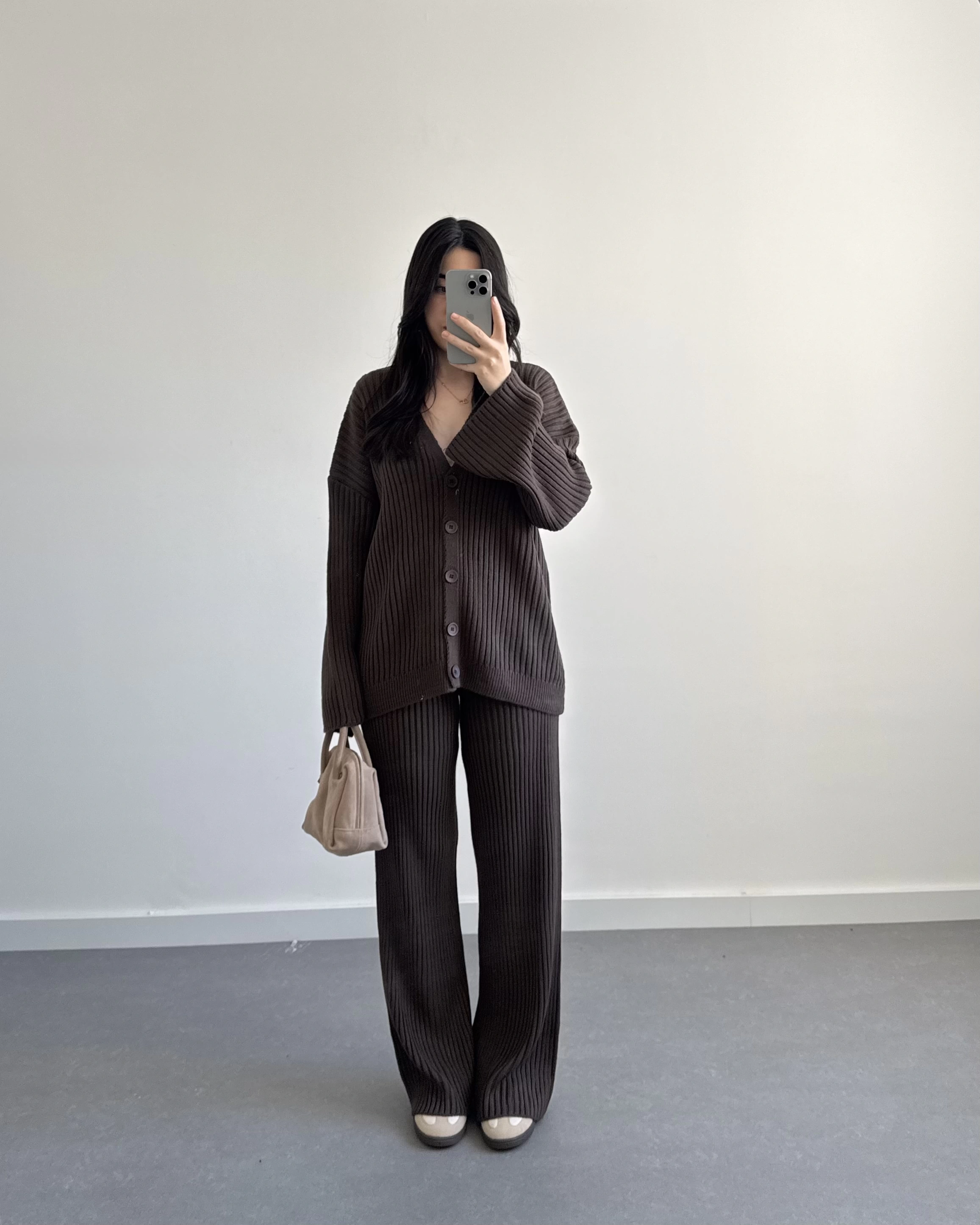 KAHVE BASİC FİTİLLİ HIRKA TAKIM