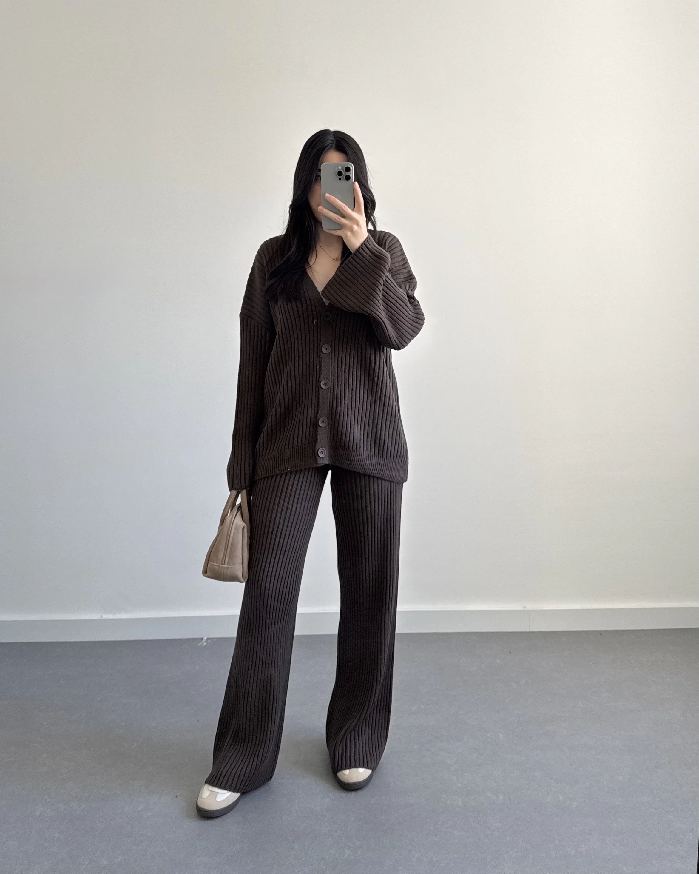 KAHVE BASİC FİTİLLİ HIRKA TAKIM