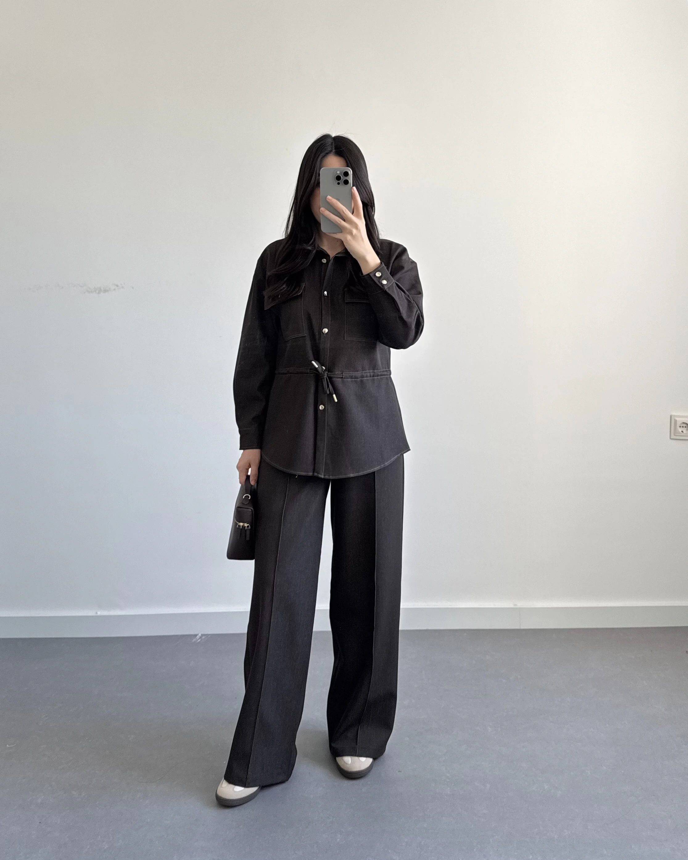 KAHVE BELİ LASTİKLİ DENİM TAKIM