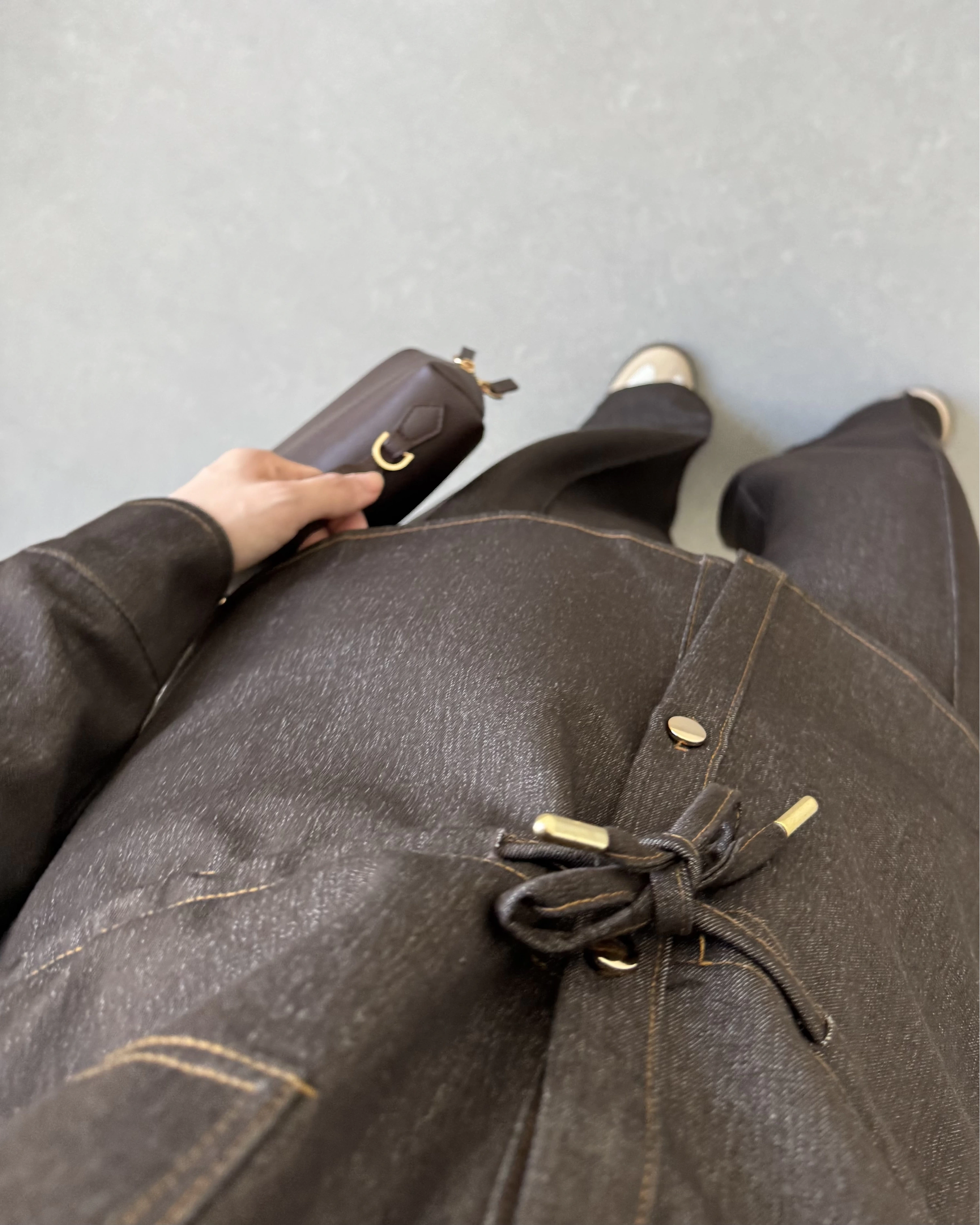 KAHVE BELİ LASTİKLİ DENİM TAKIM