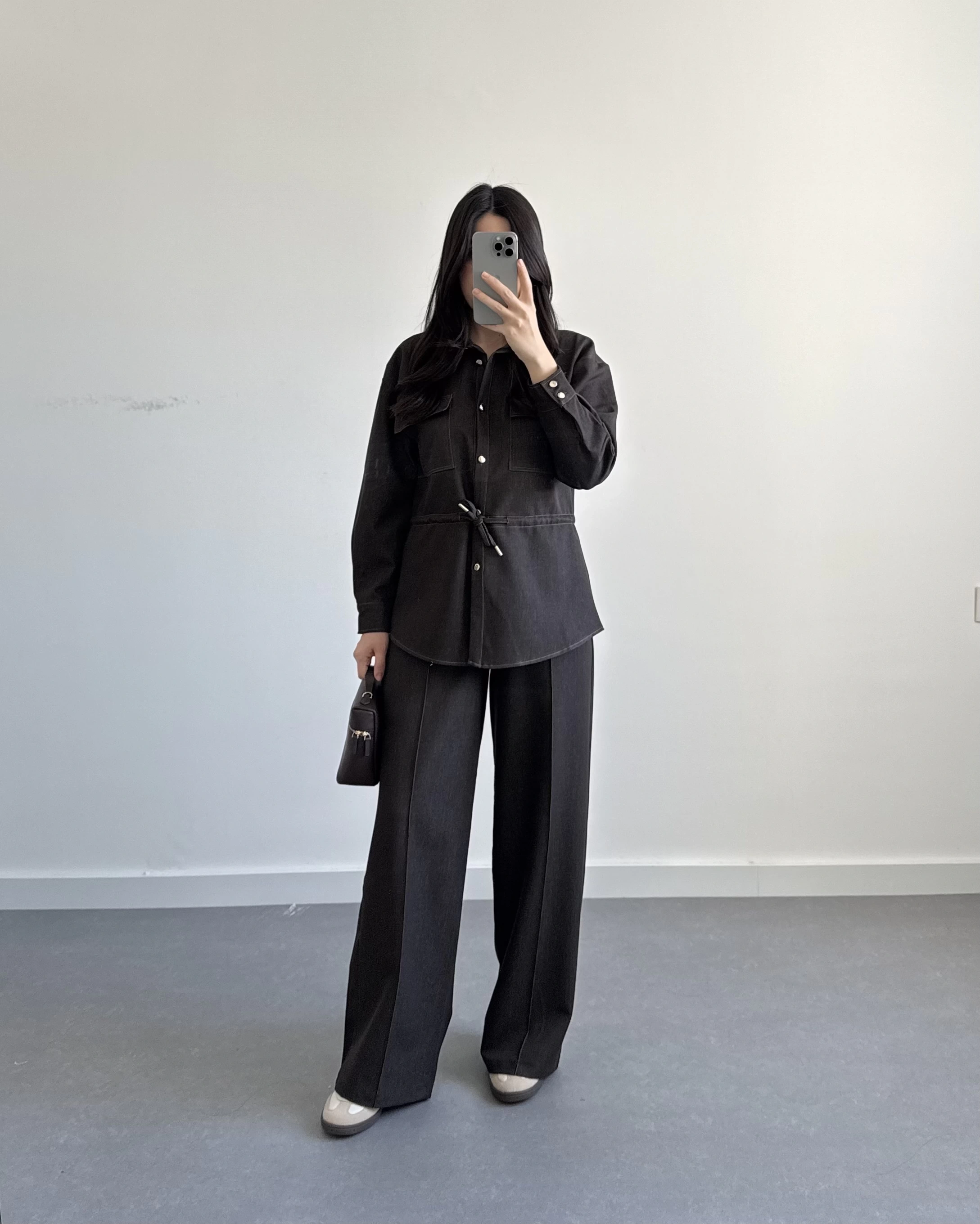 KAHVE BELİ LASTİKLİ DENİM TAKIM