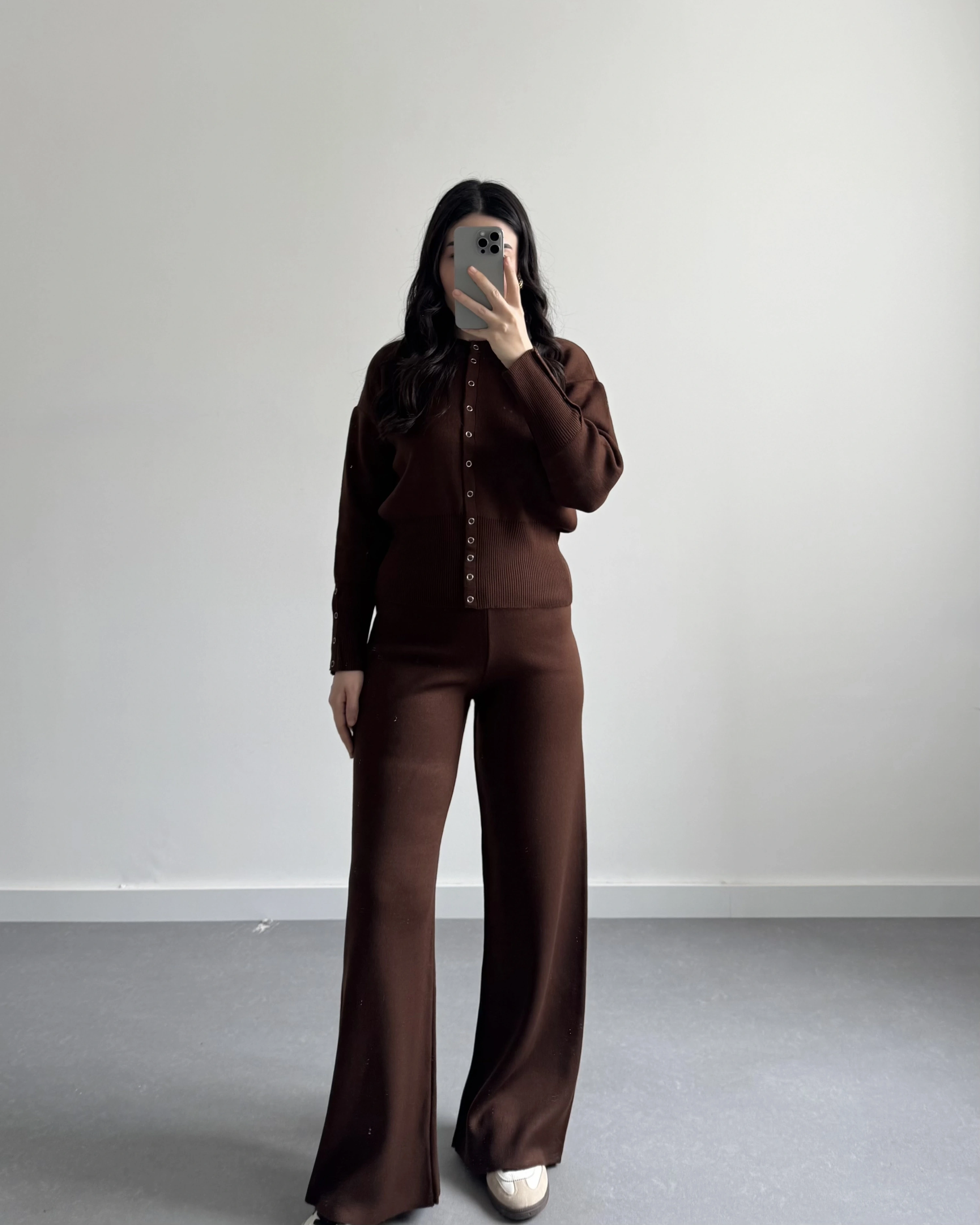 KAHVE ÇITÇITLI TRİKO TAKIM