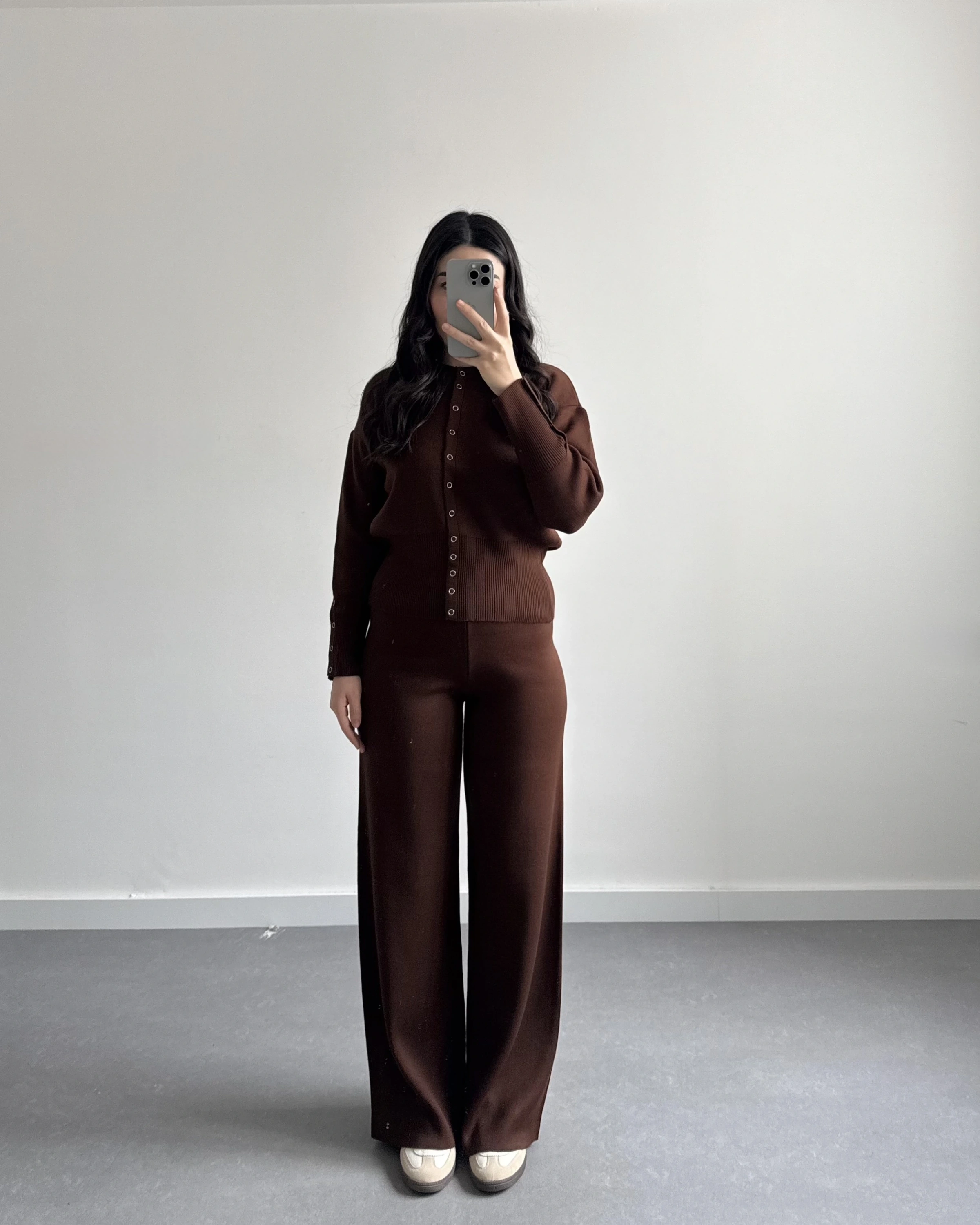 KAHVE ÇITÇITLI TRİKO TAKIM