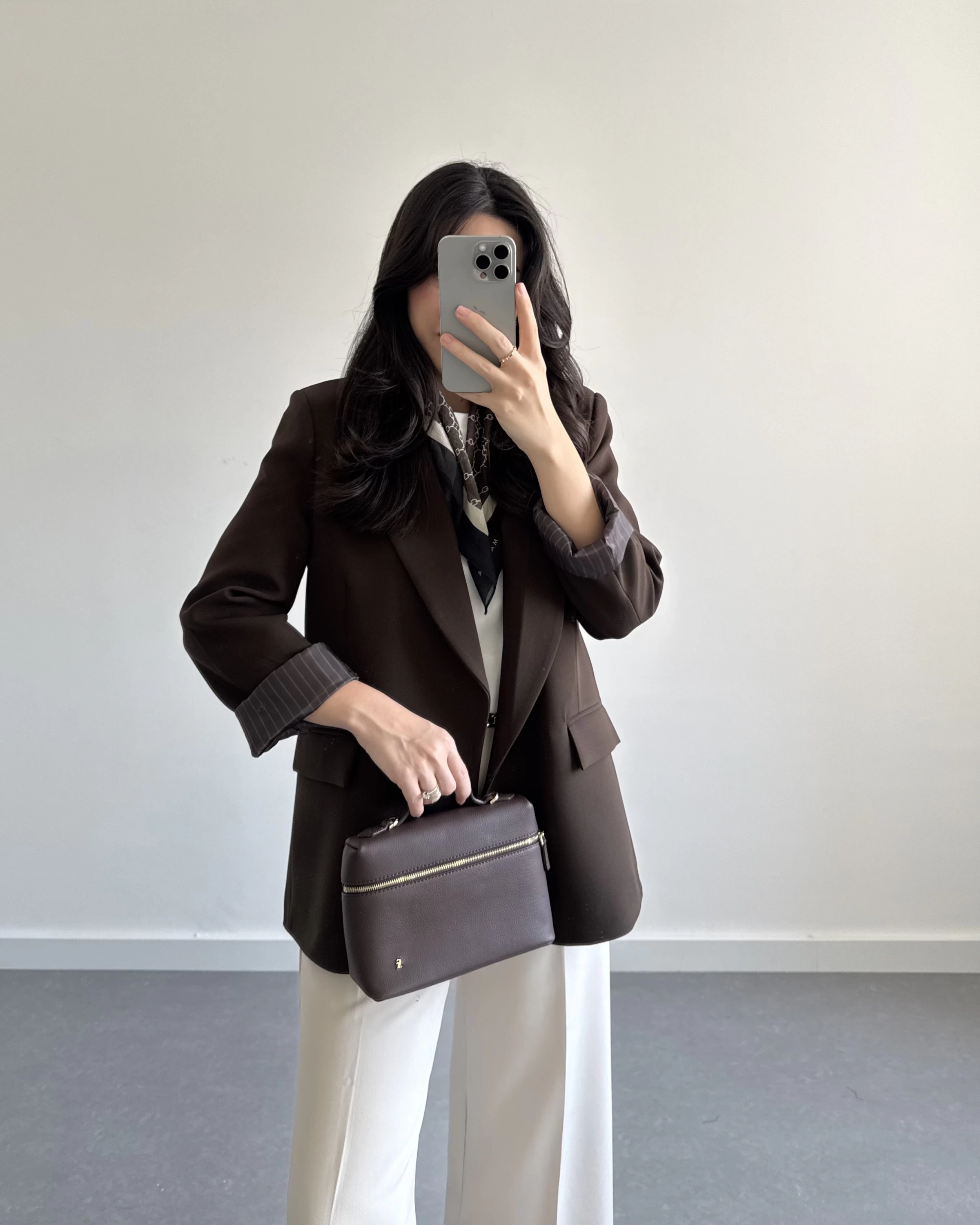 KAHVE ÇİZGİ DETAYLI BLAZER CEKET