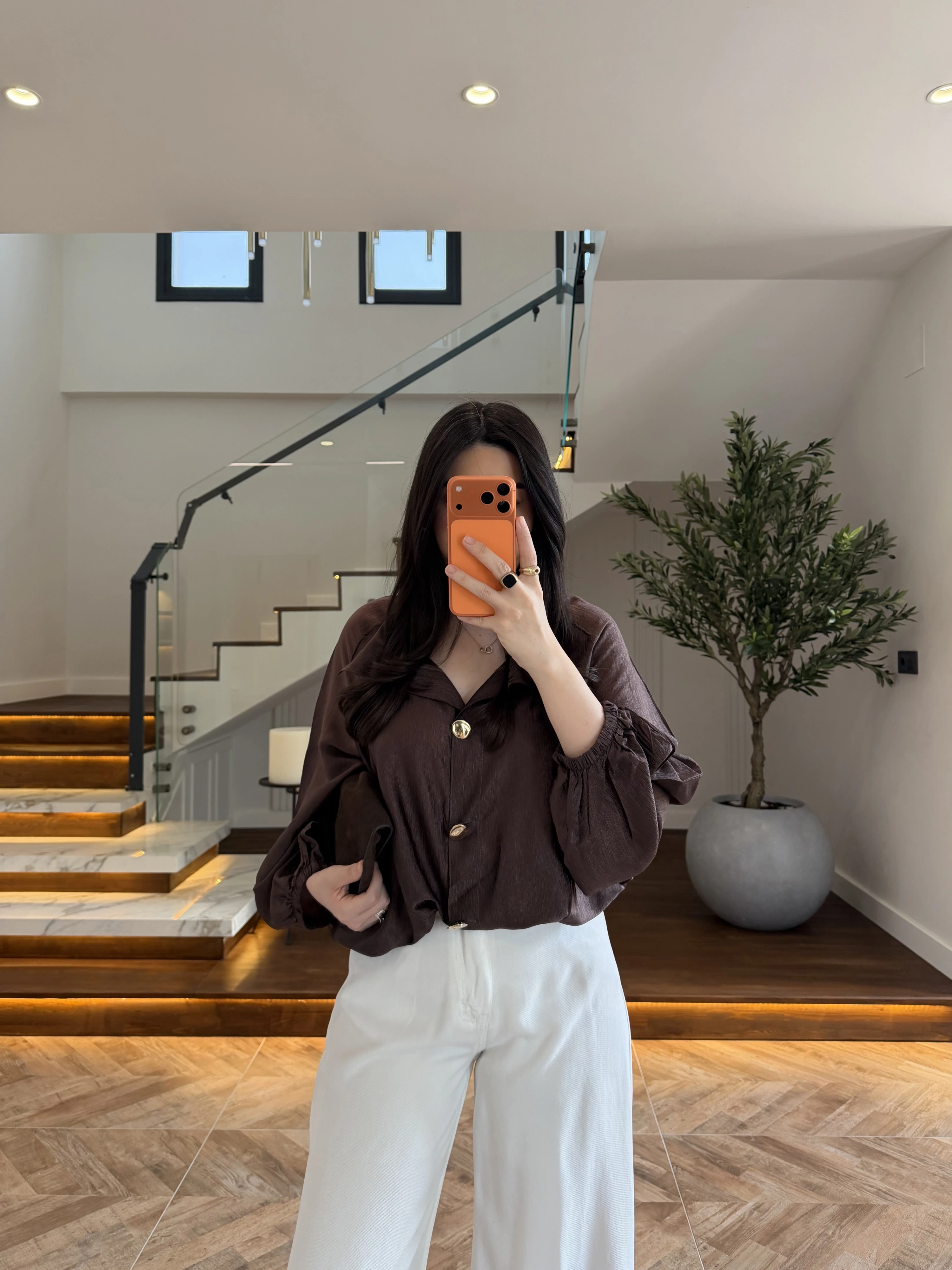 KAHVE DİK YAKALI BUMBER CEKET-9775