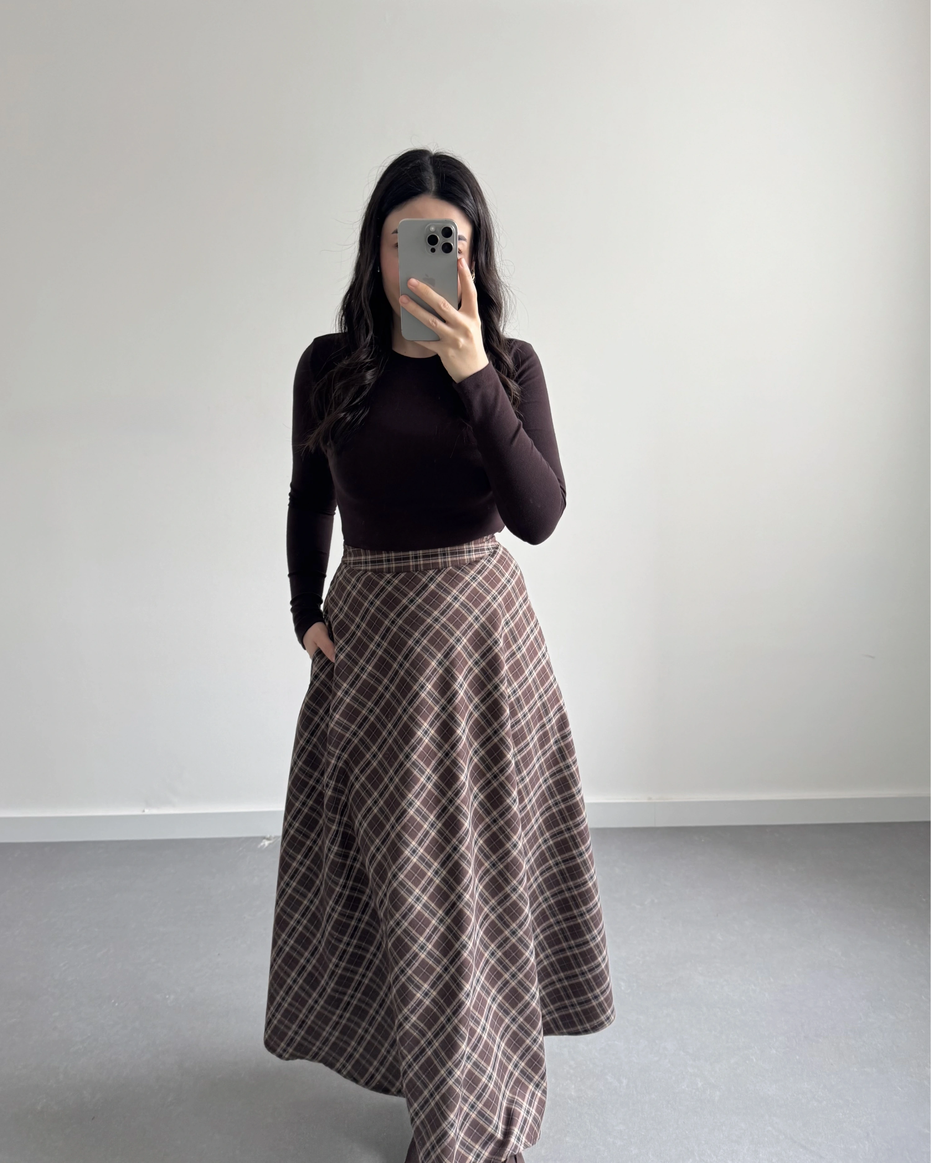 KAHVE EKOSE CEPLİ ETEK