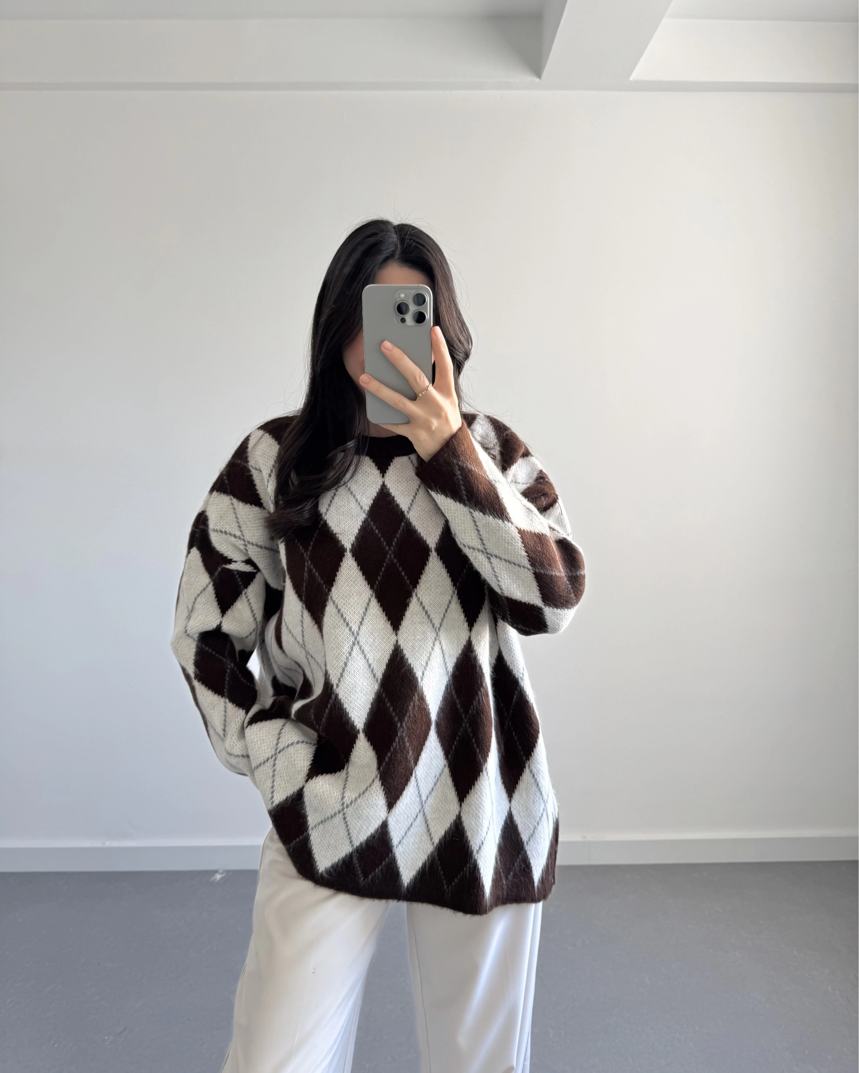 KAHVE EKRU BAKLAVA KAZAK