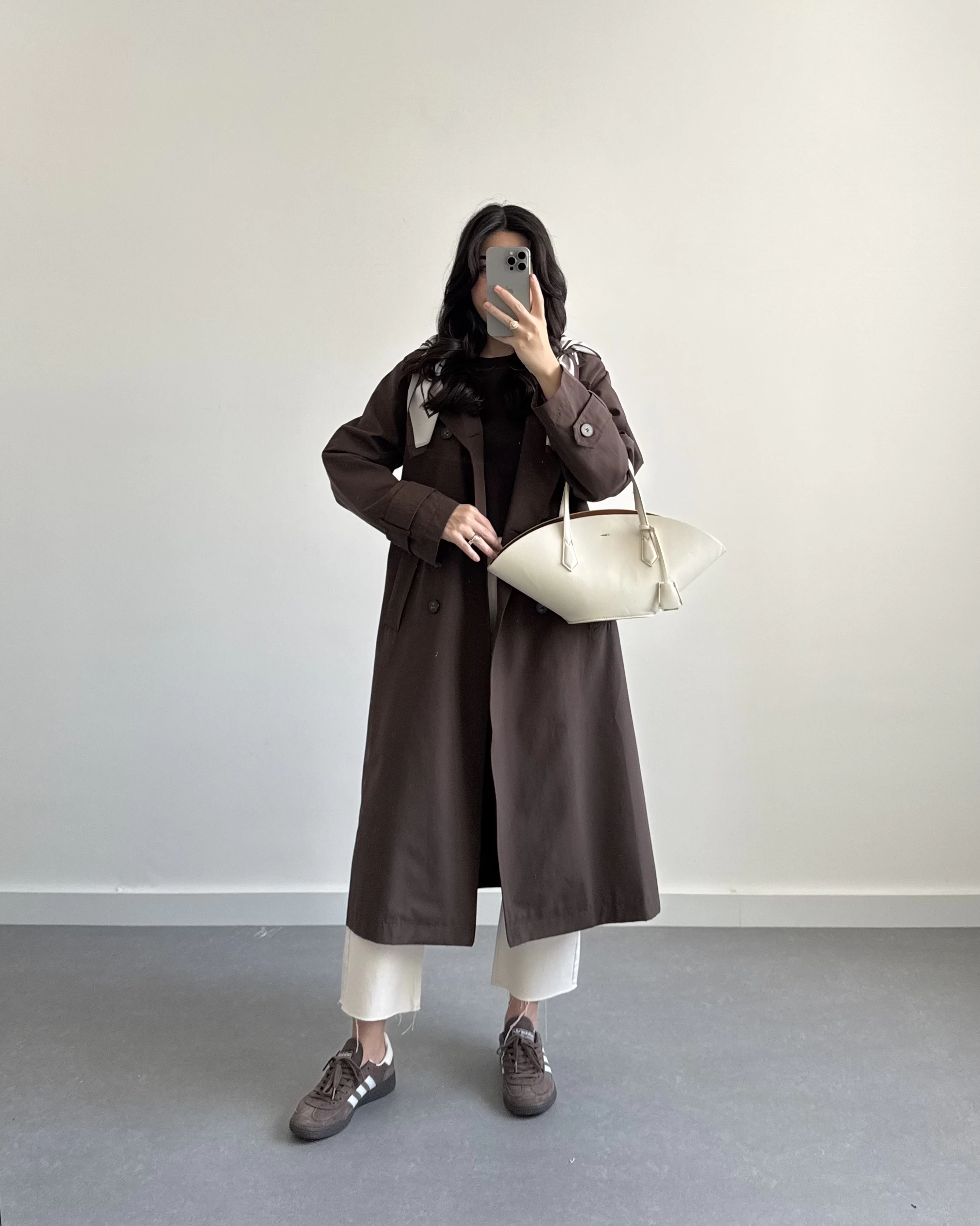 KAHVE FULARLI PREMİUM TRENÇKOT