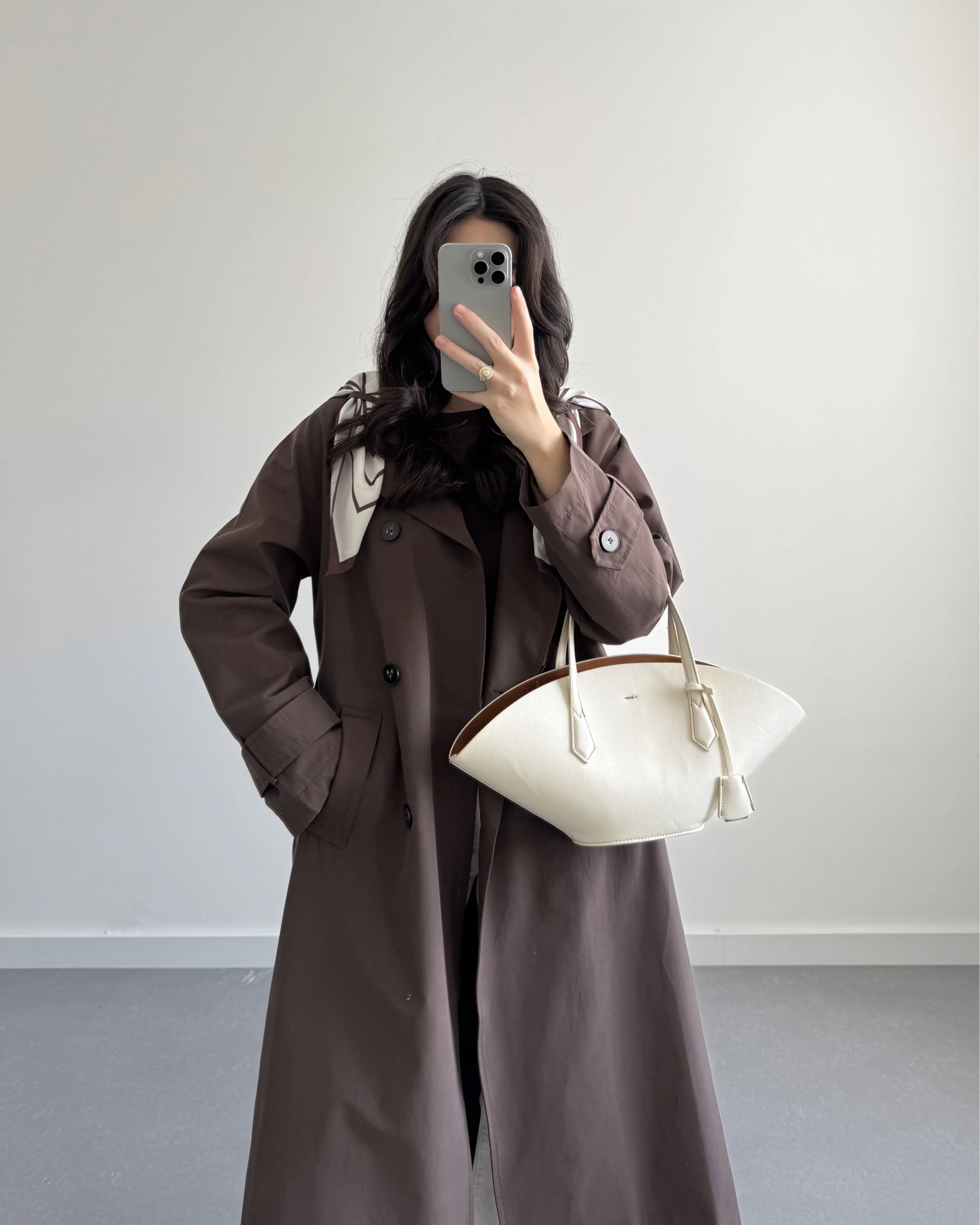 KAHVE FULARLI PREMİUM TRENÇKOT