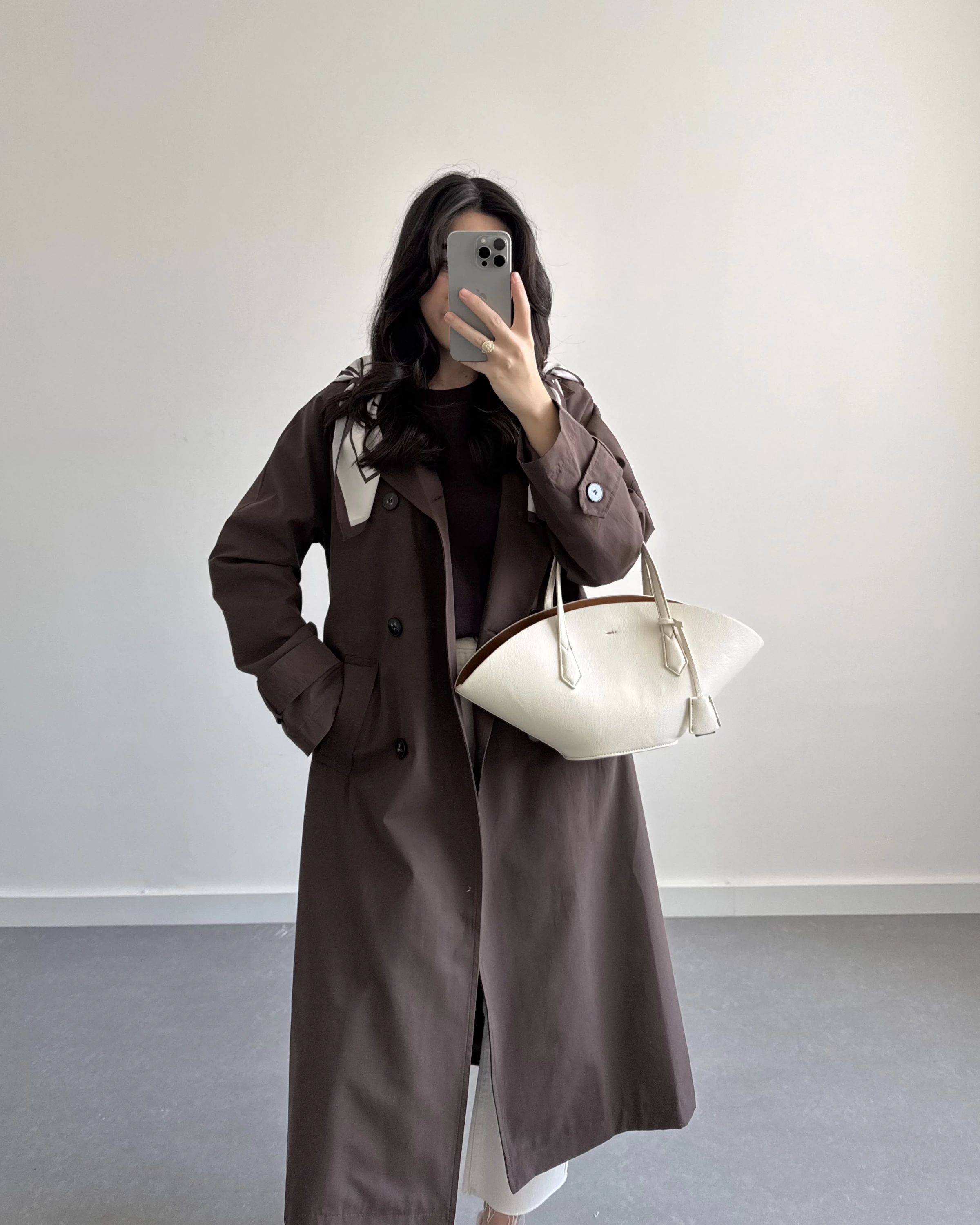 KAHVE FULARLI PREMİUM TRENÇKOT