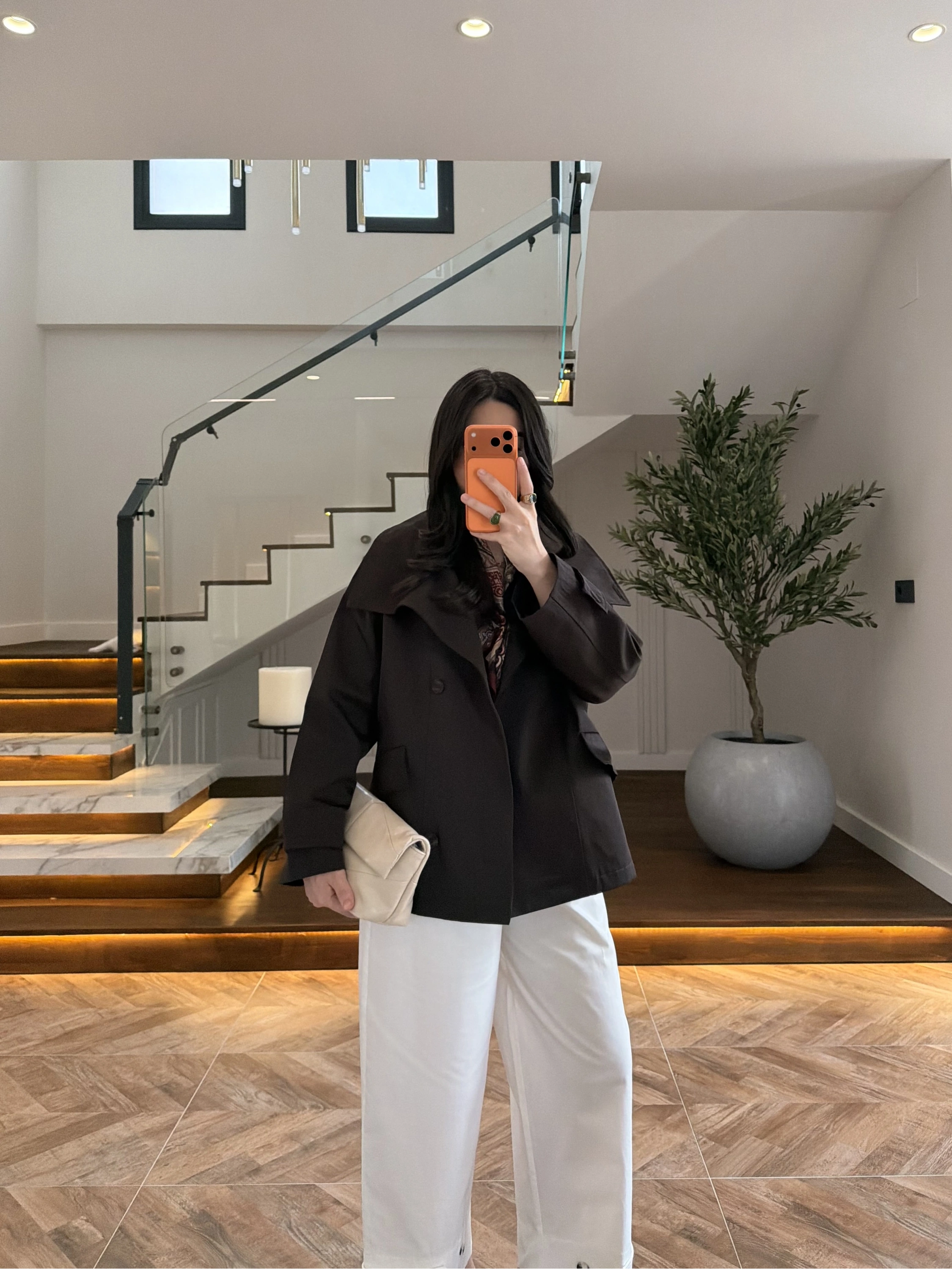 KAHVE GENİŞ YAKALI PARKA-7739