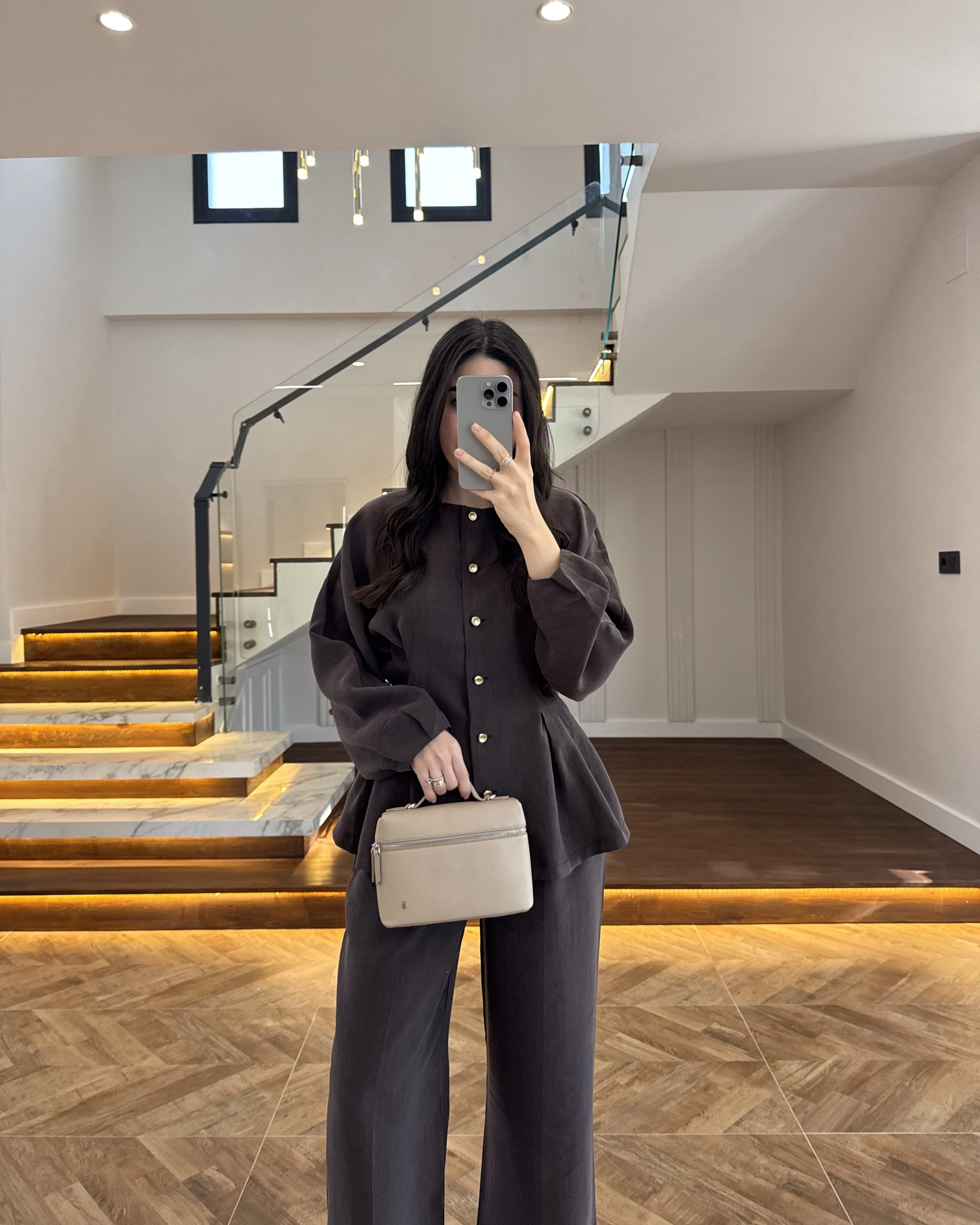 KAHVE GOLD DÜĞMELİ PİLELİ TAKIM -8930