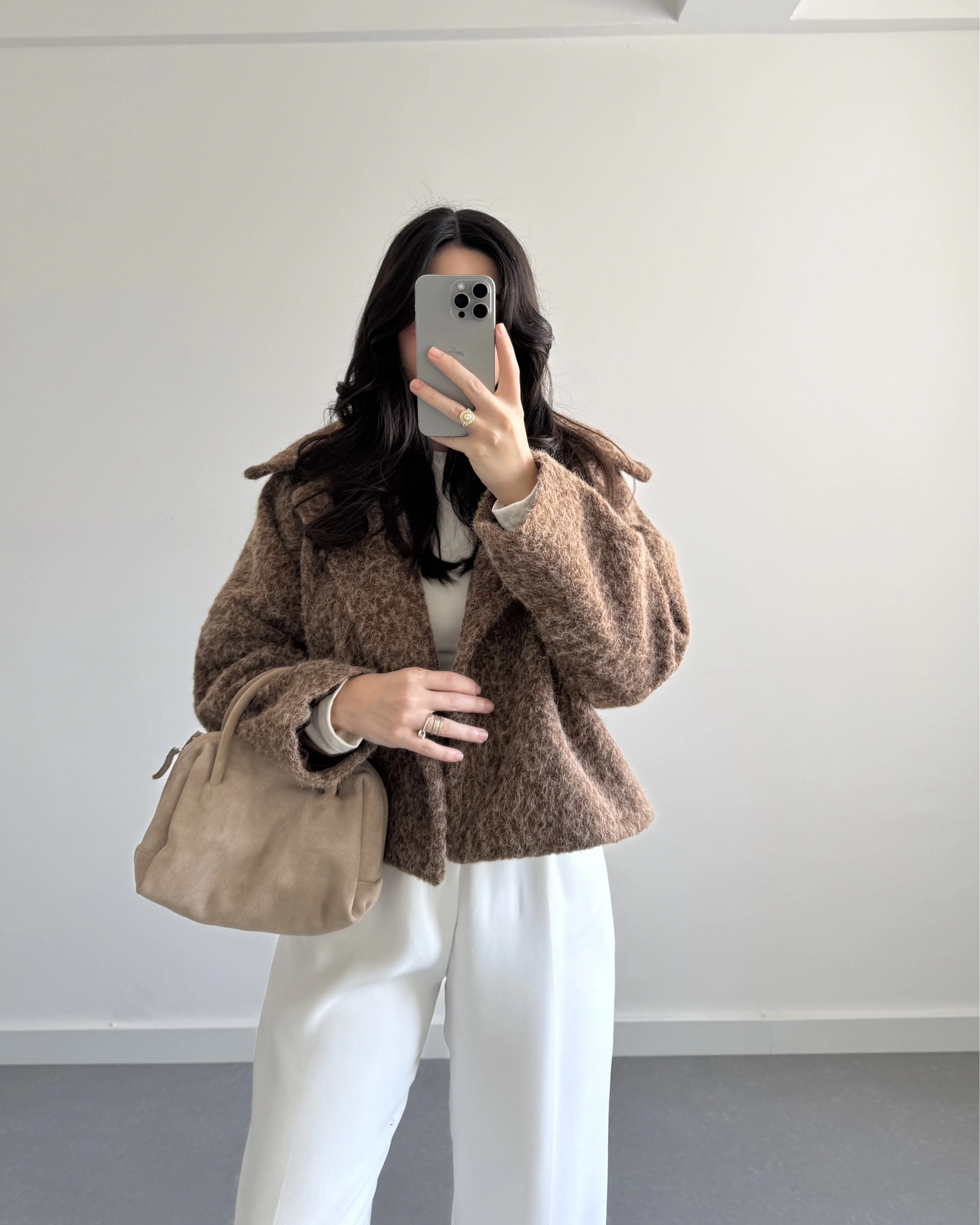 KAHVE KAŞE SAKALLI CEKET