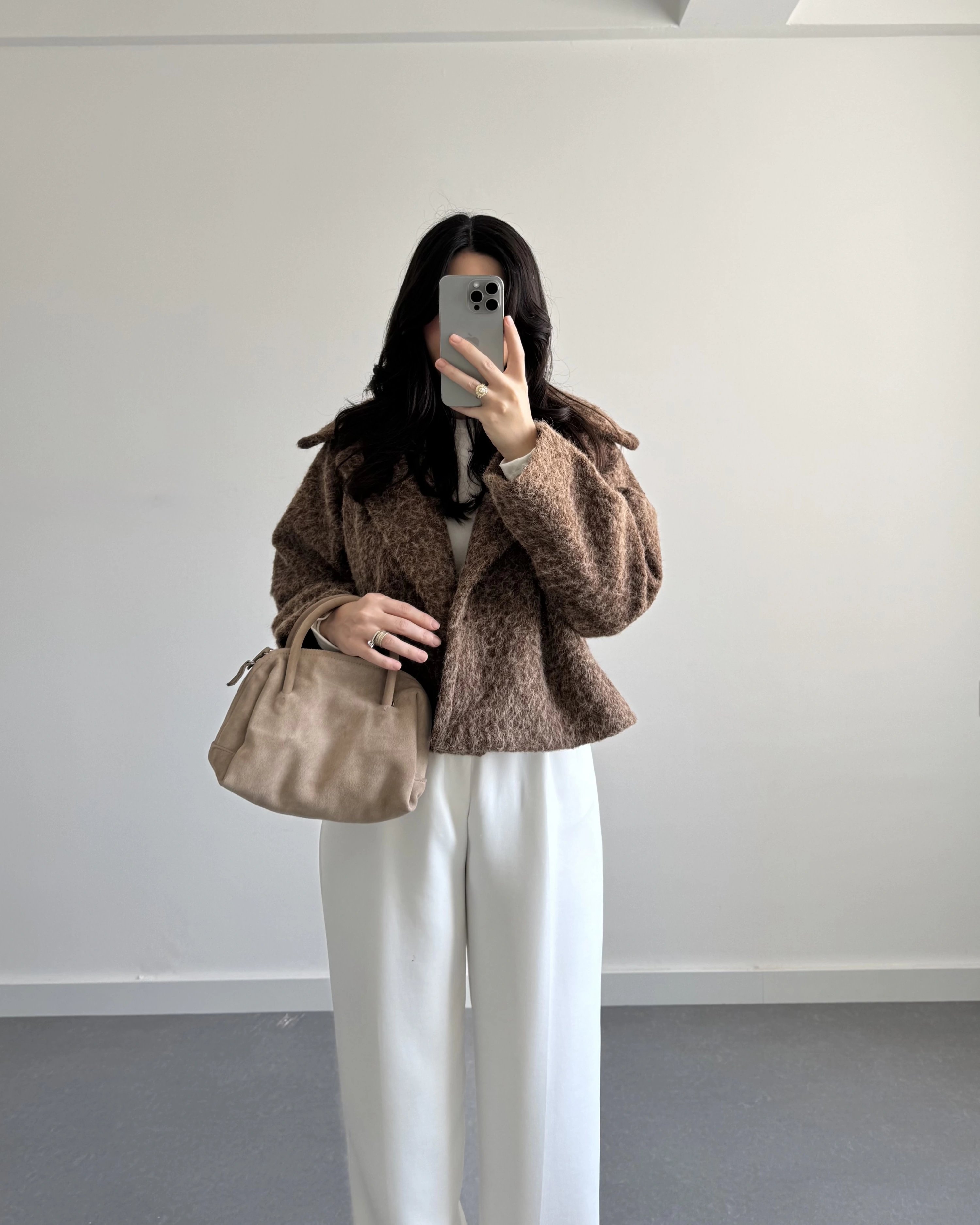 KAHVE KAŞE SAKALLI CEKET