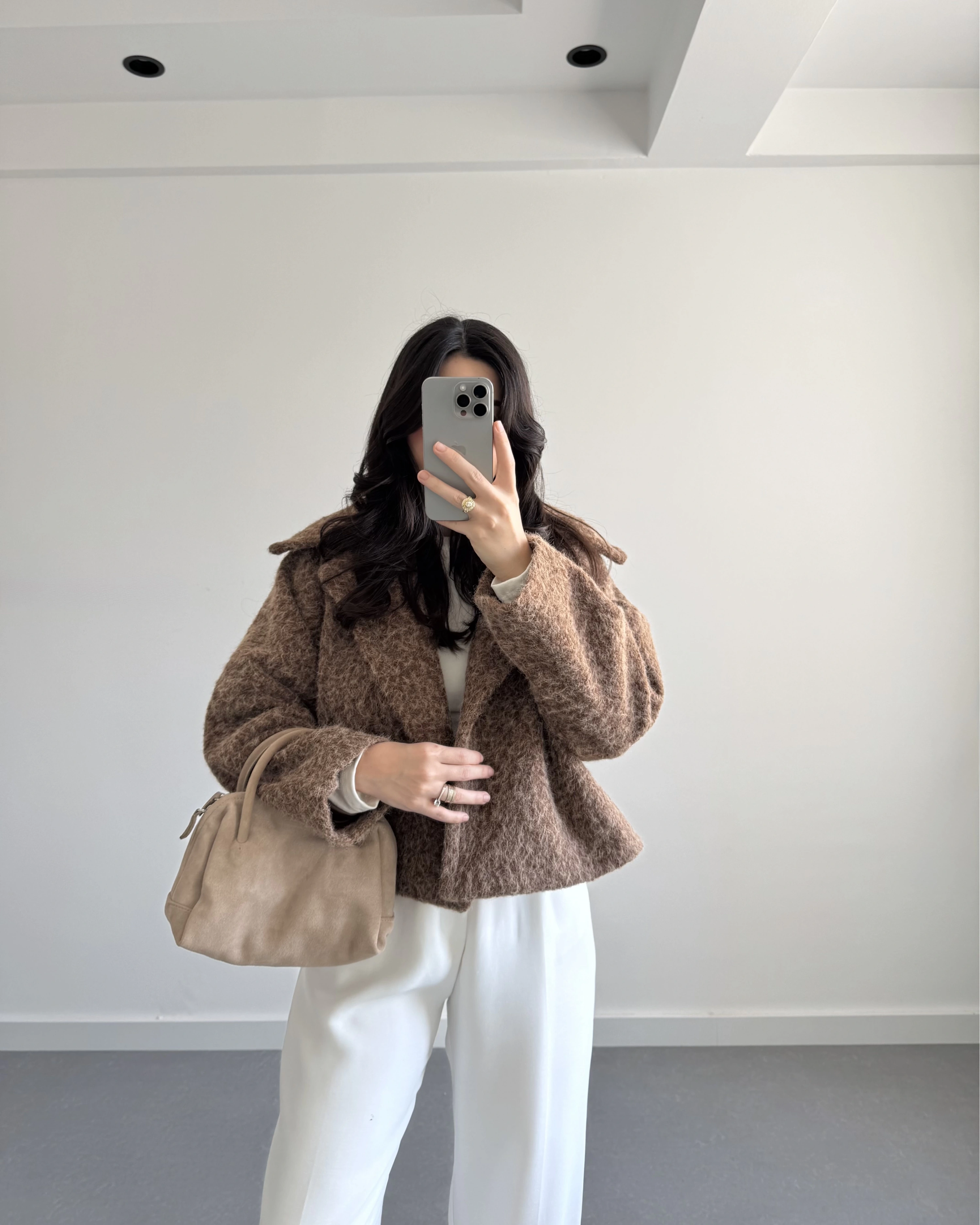 KAHVE KAŞE SAKALLI CEKET