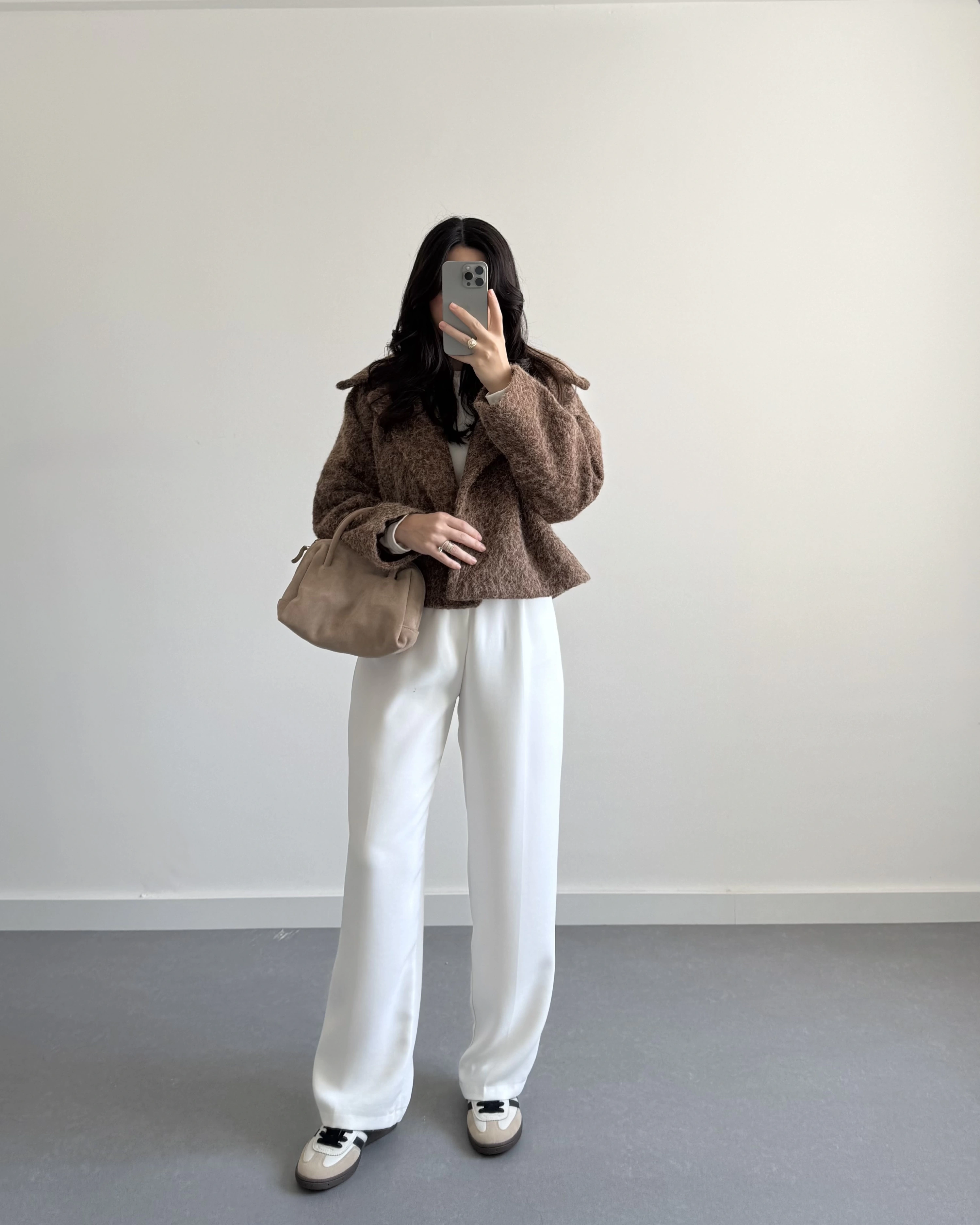 KAHVE KAŞE SAKALLI CEKET